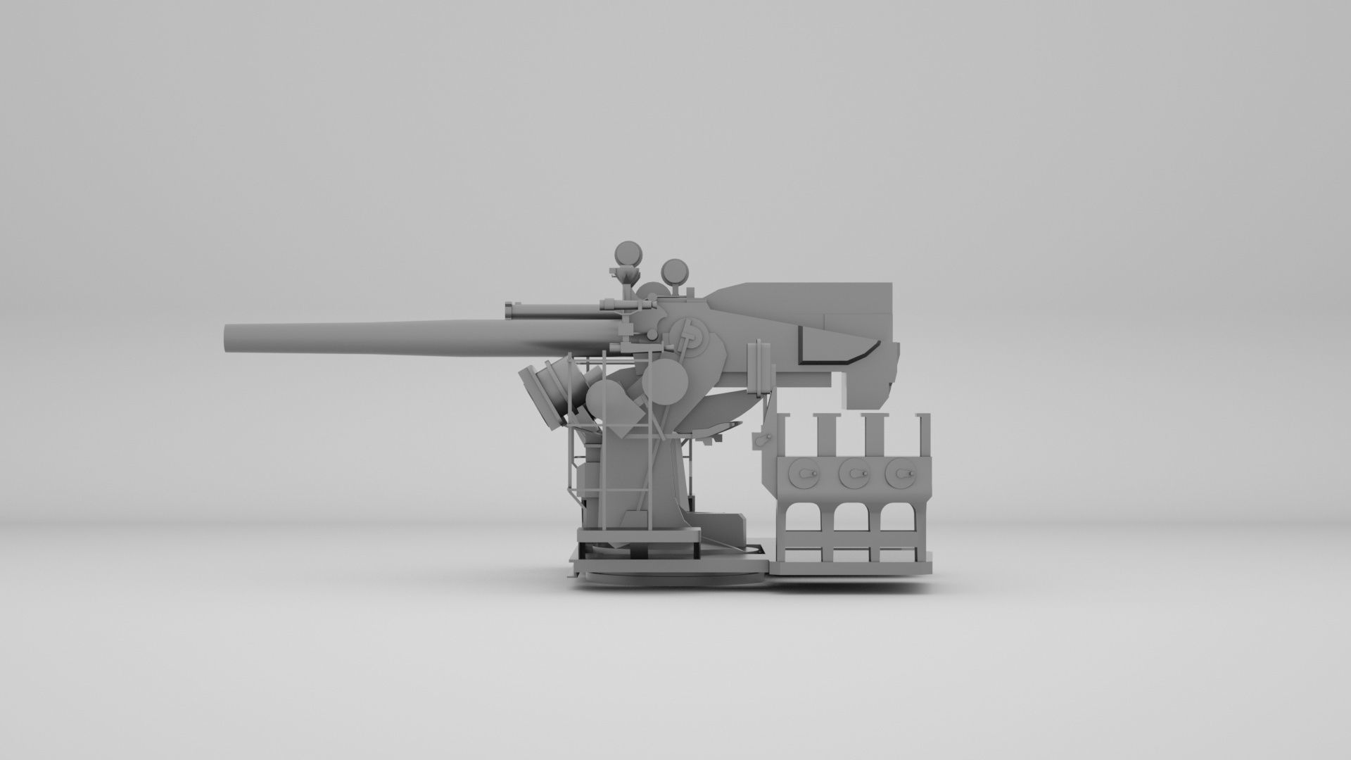 5 inch - 127mm 25 Mk19 Single Naval Gun 3D model_3