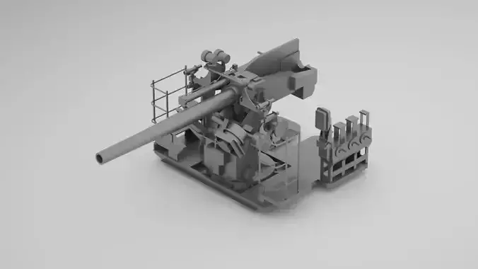 5 inch - 127mm 25 Mk19 Single Naval Gun 3D model
