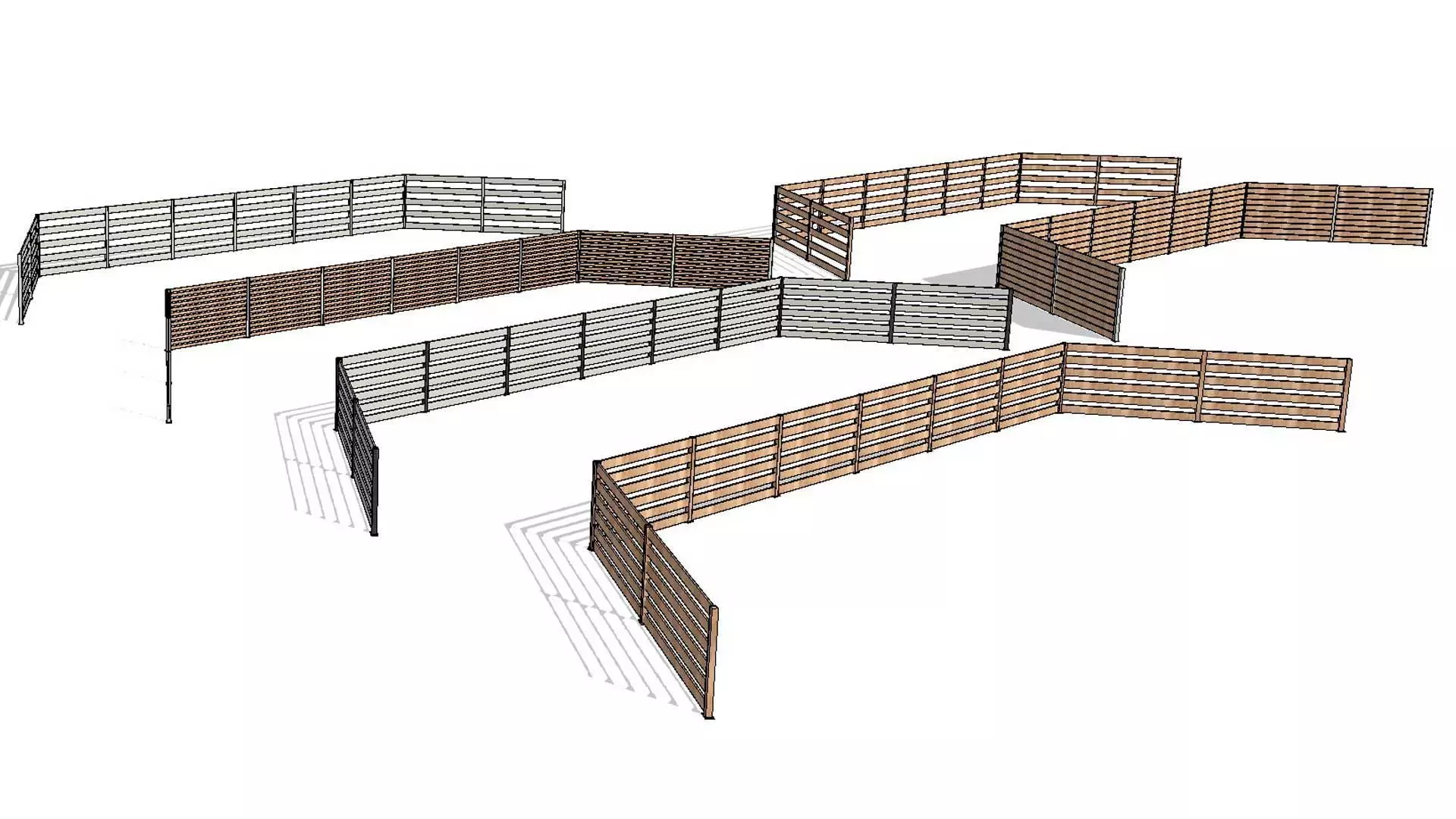 Line Based Parametric Slats Fence 3D model_0