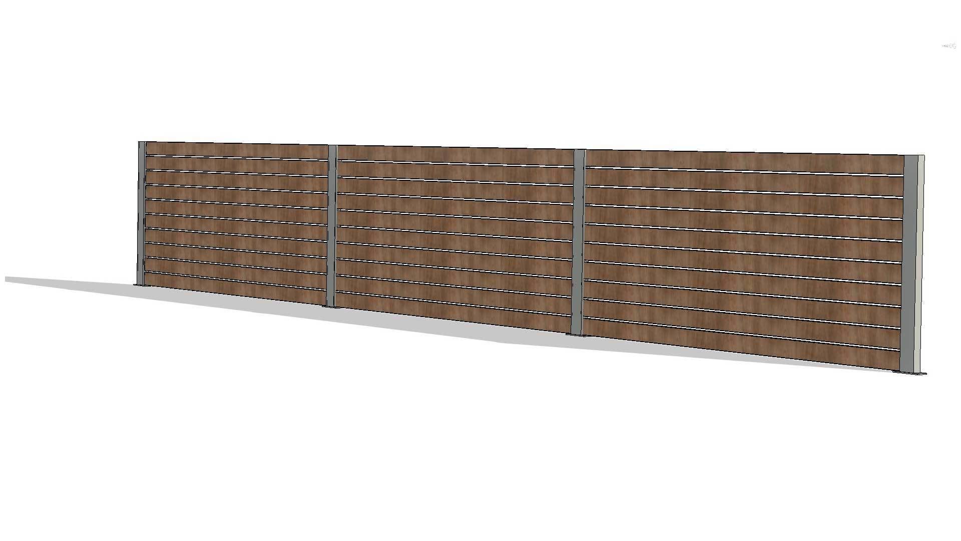 Line Based Parametric Slats Fence 3D model_3