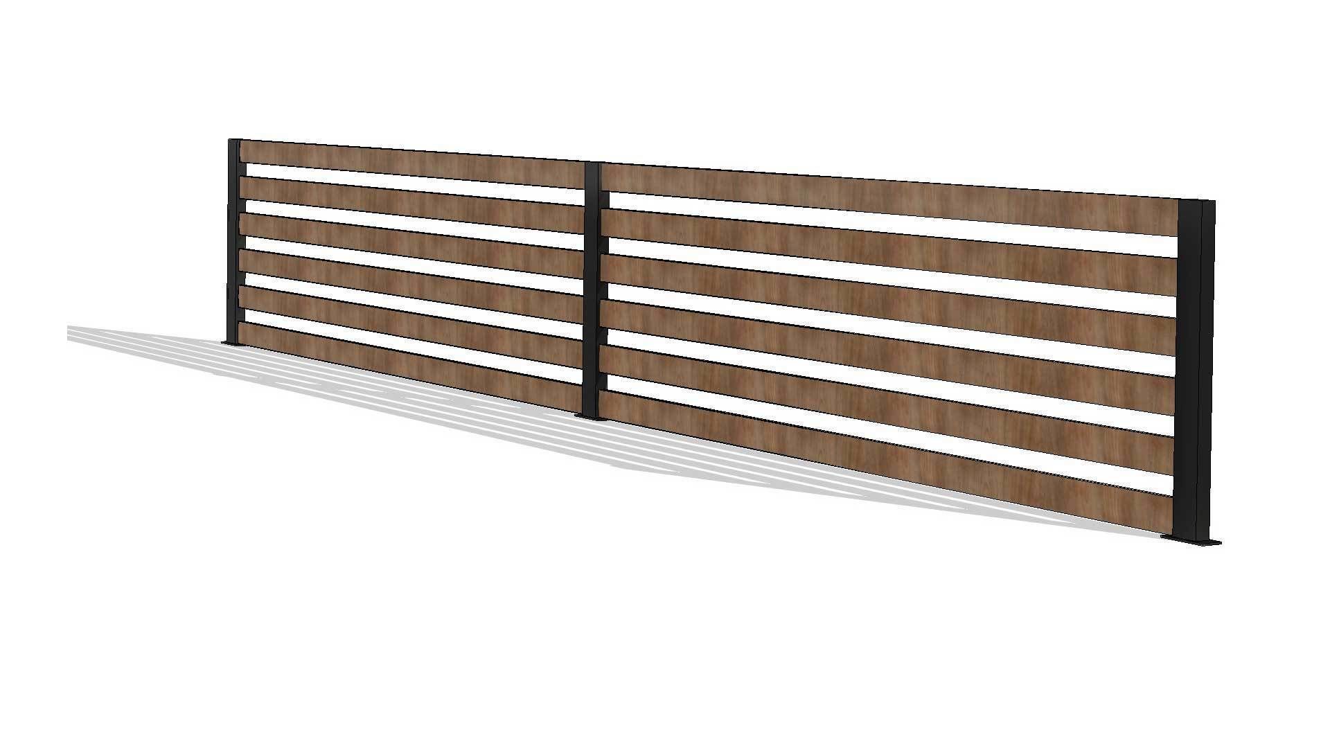 Line Based Parametric Slats Fence 3D model_2