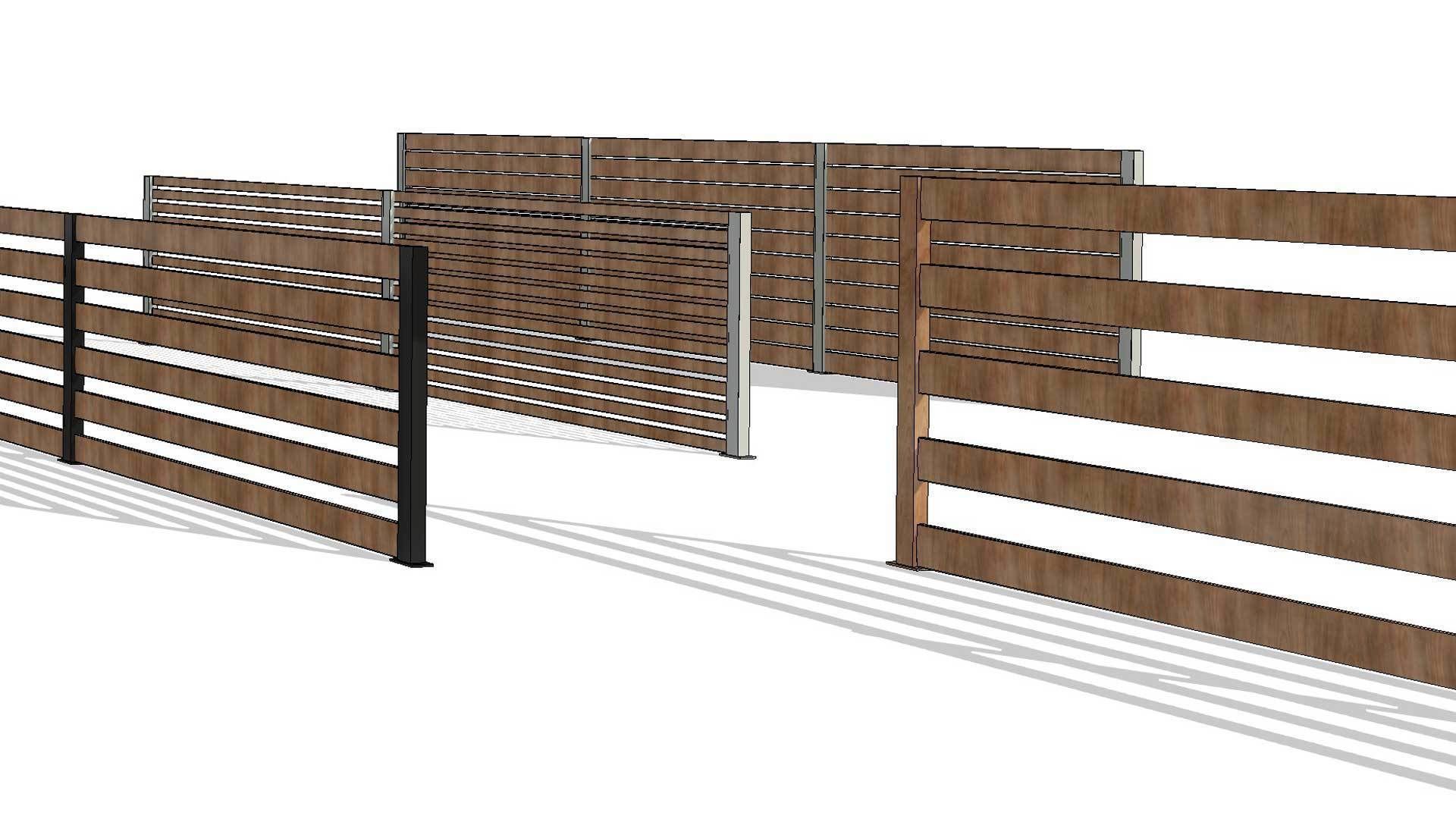 Line Based Parametric Slats Fence 3D model_1