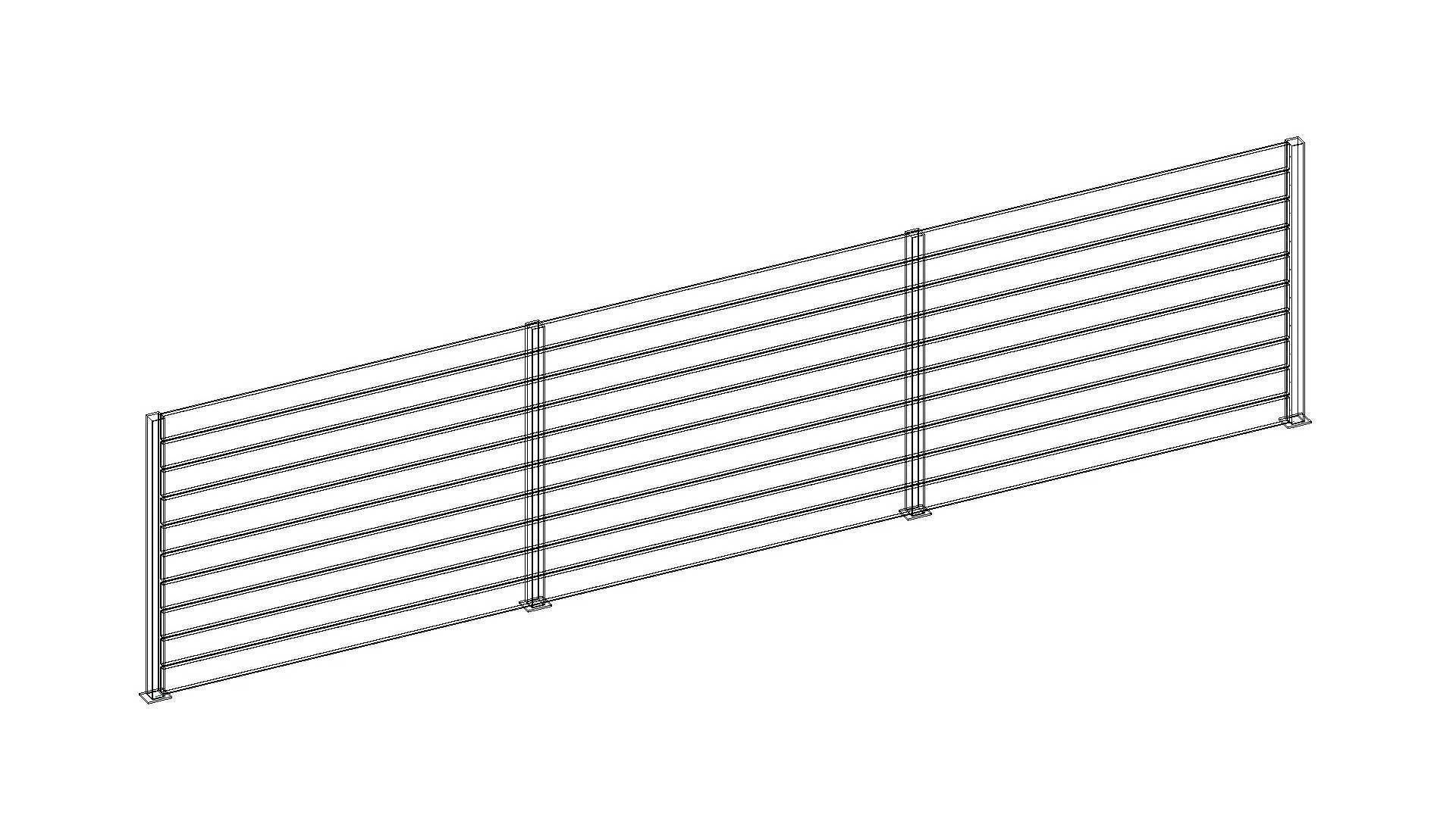 Line Based Parametric Slats Fence 3D model_8