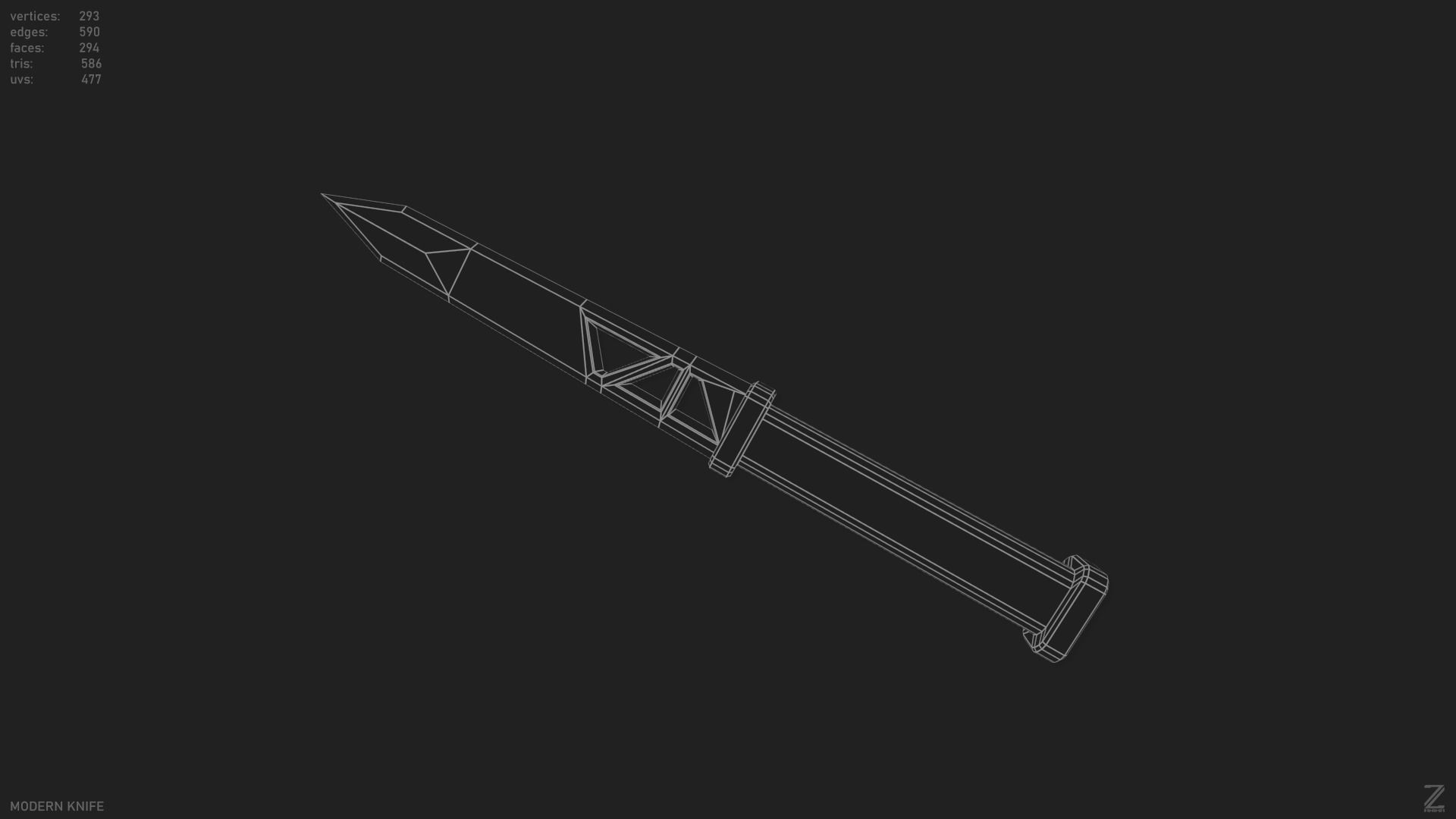 Modern knife Low-poly 3D model_11