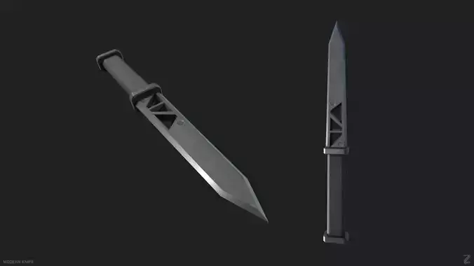 Modern knife Low-poly 3D model