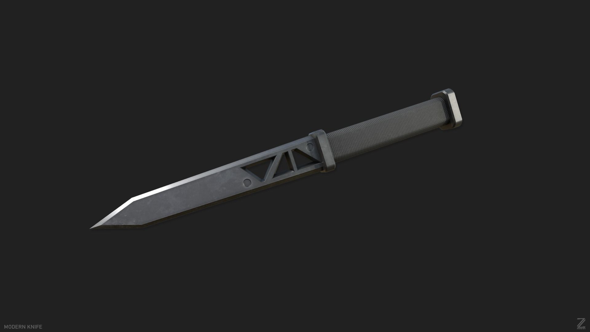 Modern knife Low-poly 3D model_6