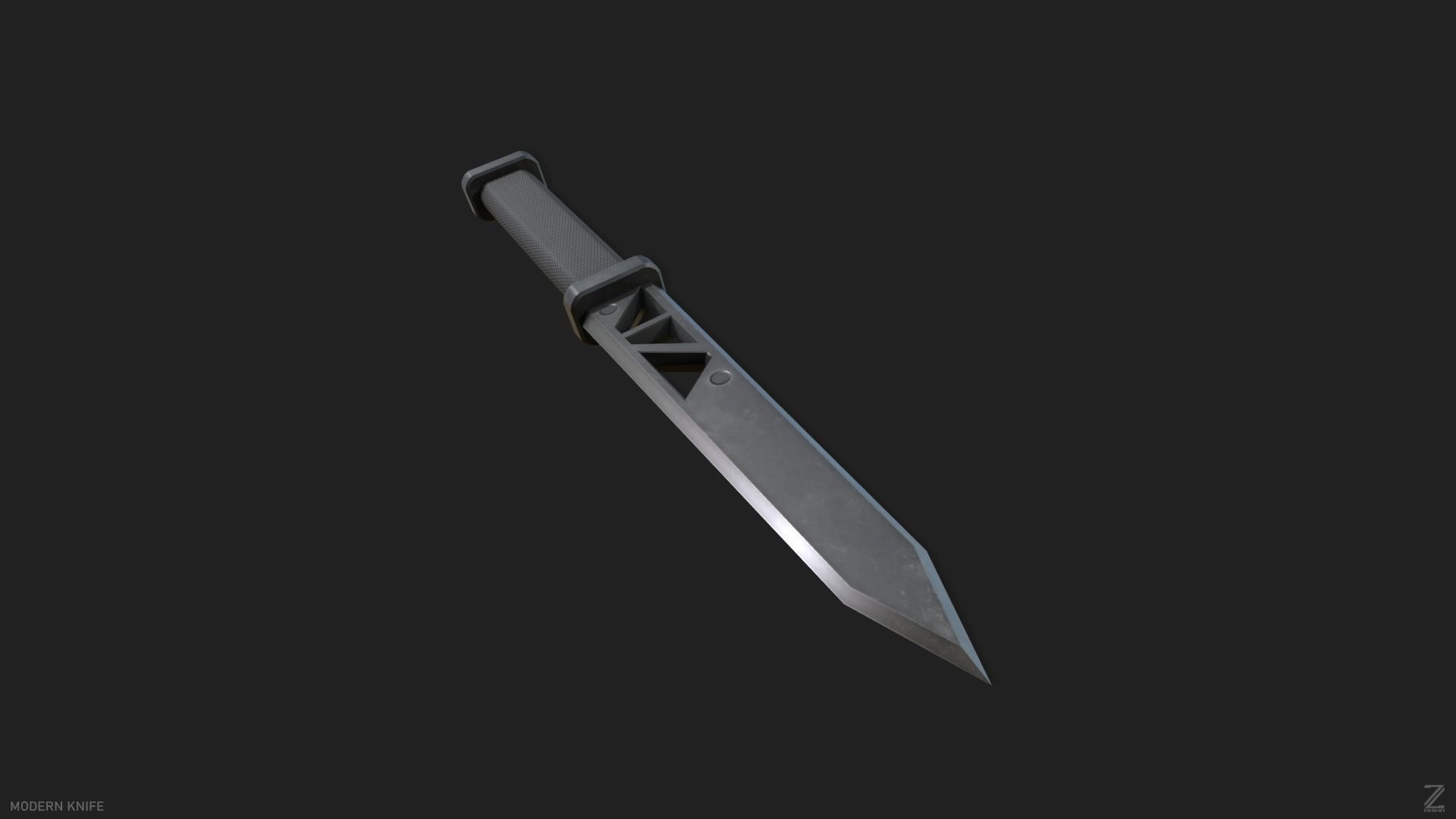 Modern knife Low-poly 3D model_7