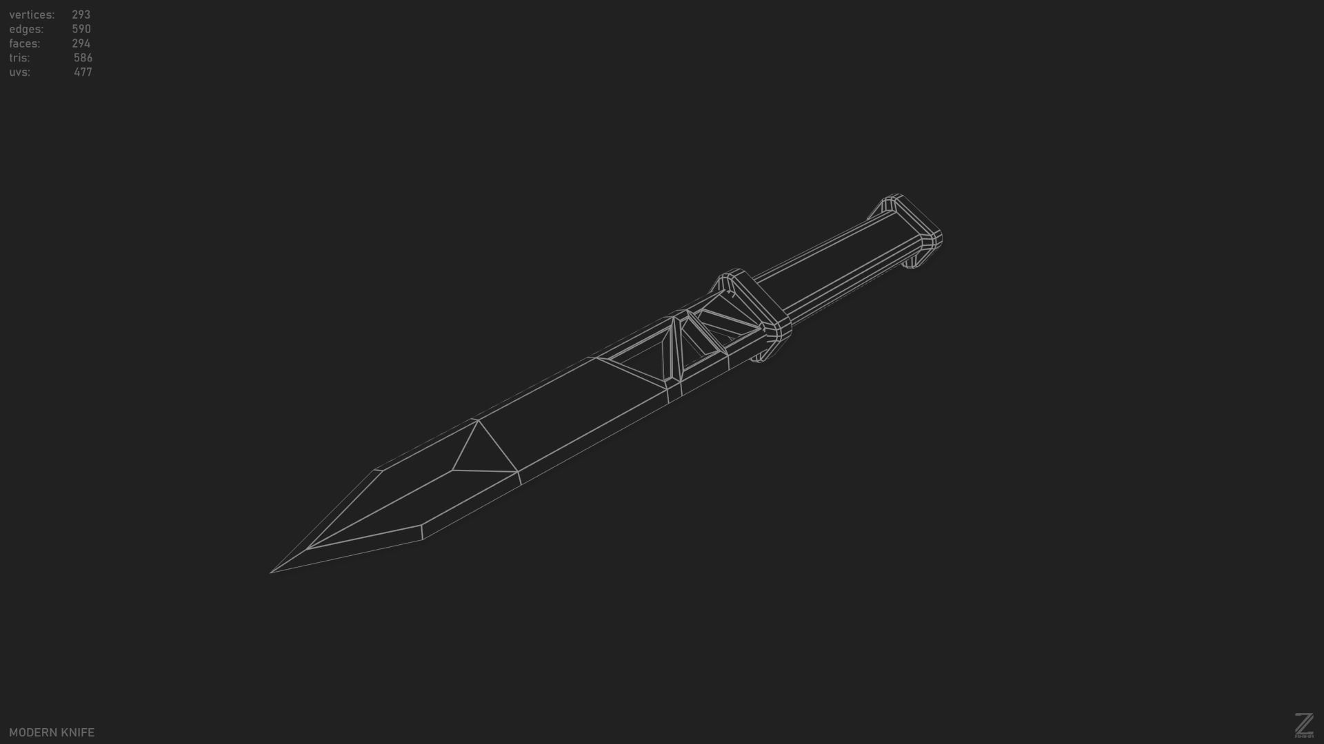 Modern knife Low-poly 3D model_2