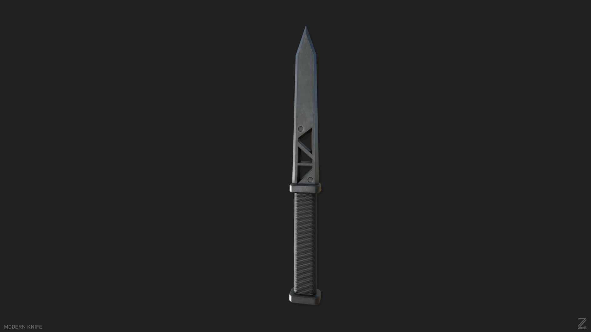 Modern knife Low-poly 3D model_4