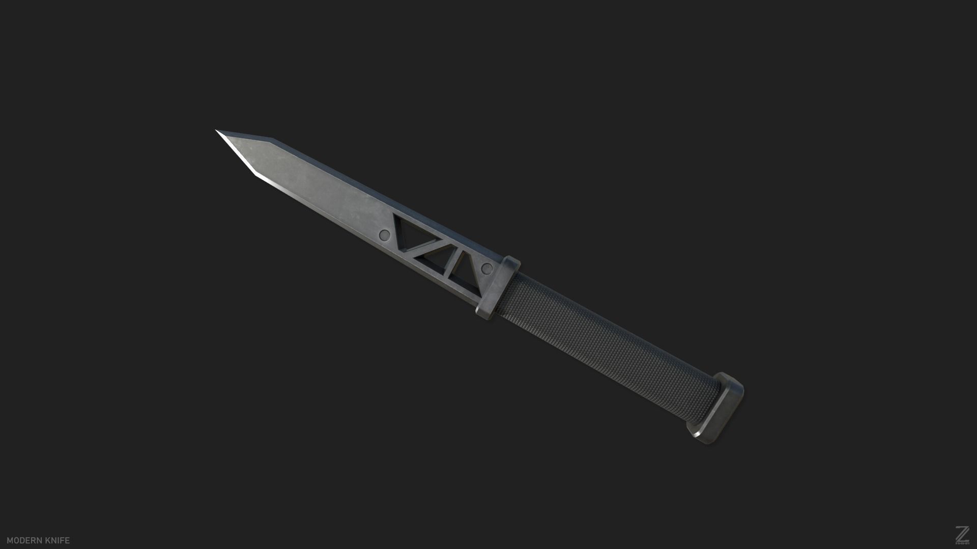 Modern knife Low-poly 3D model_5