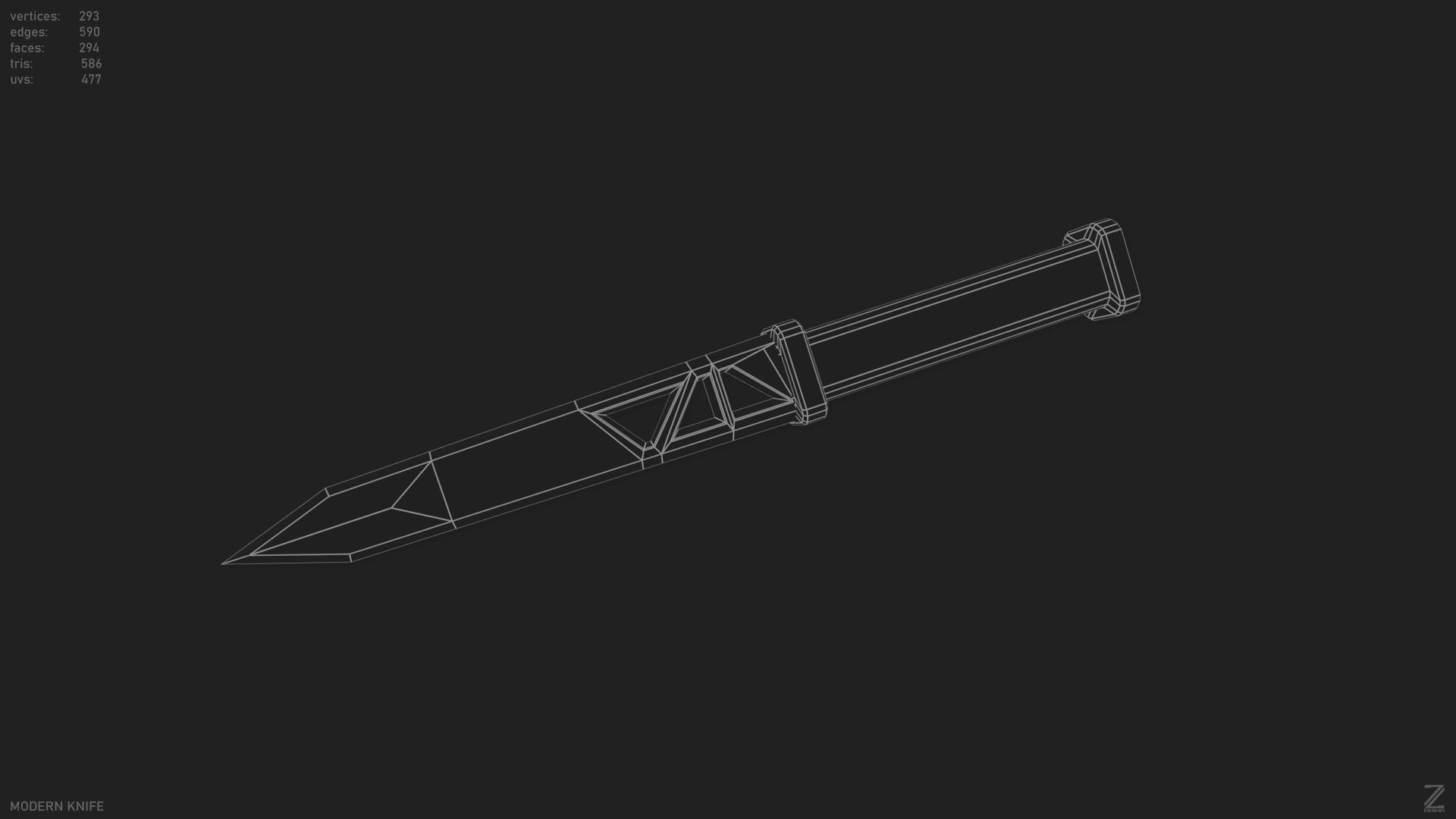 Modern knife Low-poly 3D model_12