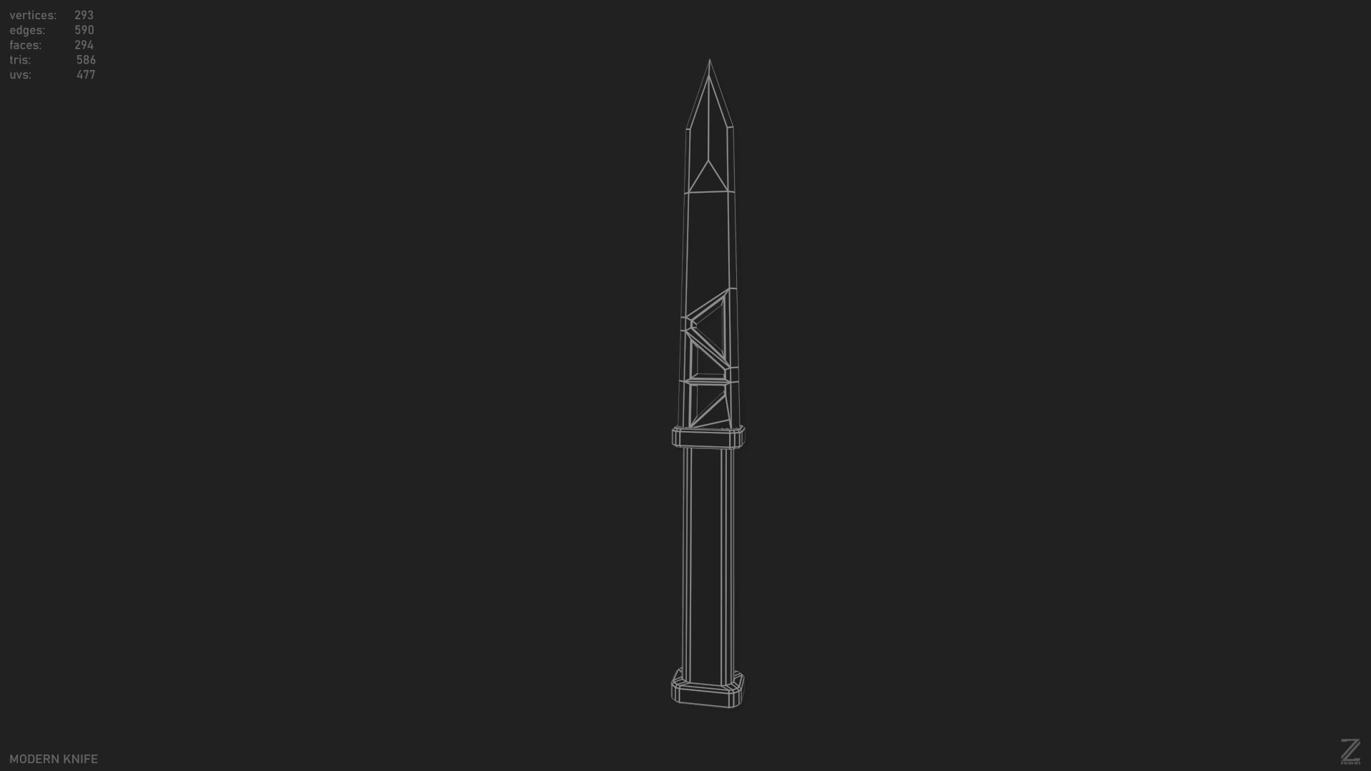 Modern knife Low-poly 3D model_10