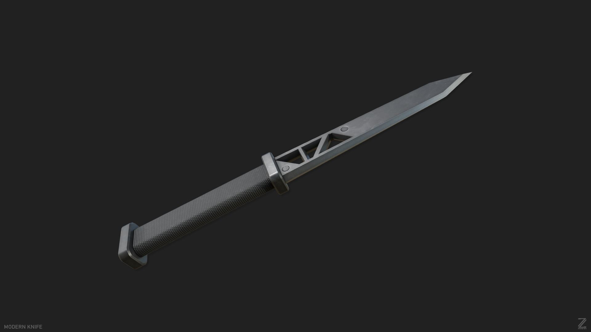 Modern knife Low-poly 3D model_8