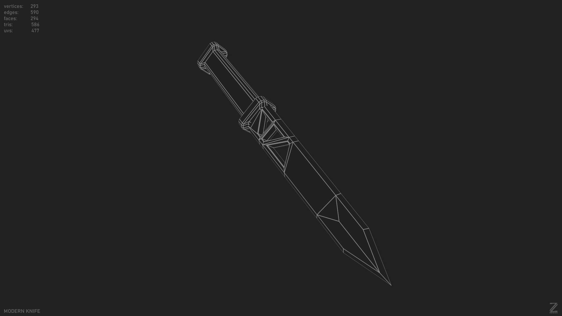 Modern knife Low-poly 3D model_15