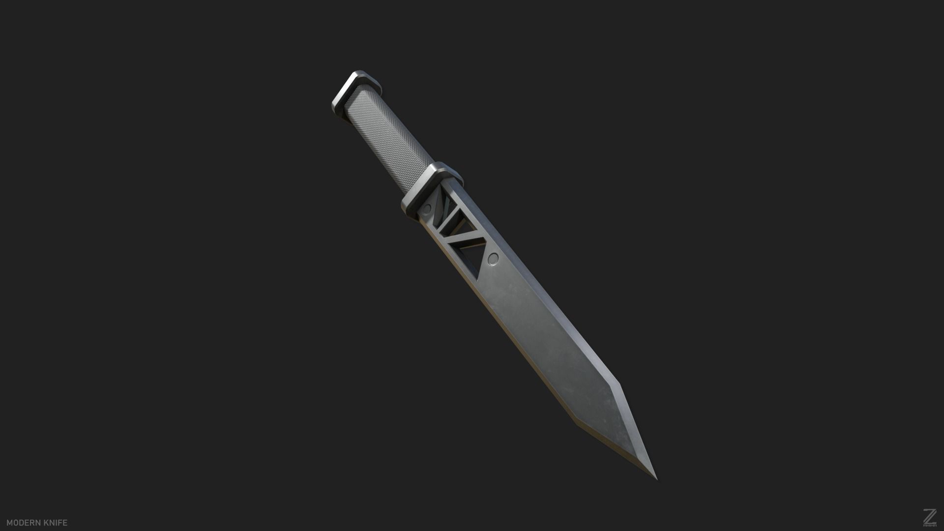 Modern knife Low-poly 3D model_9