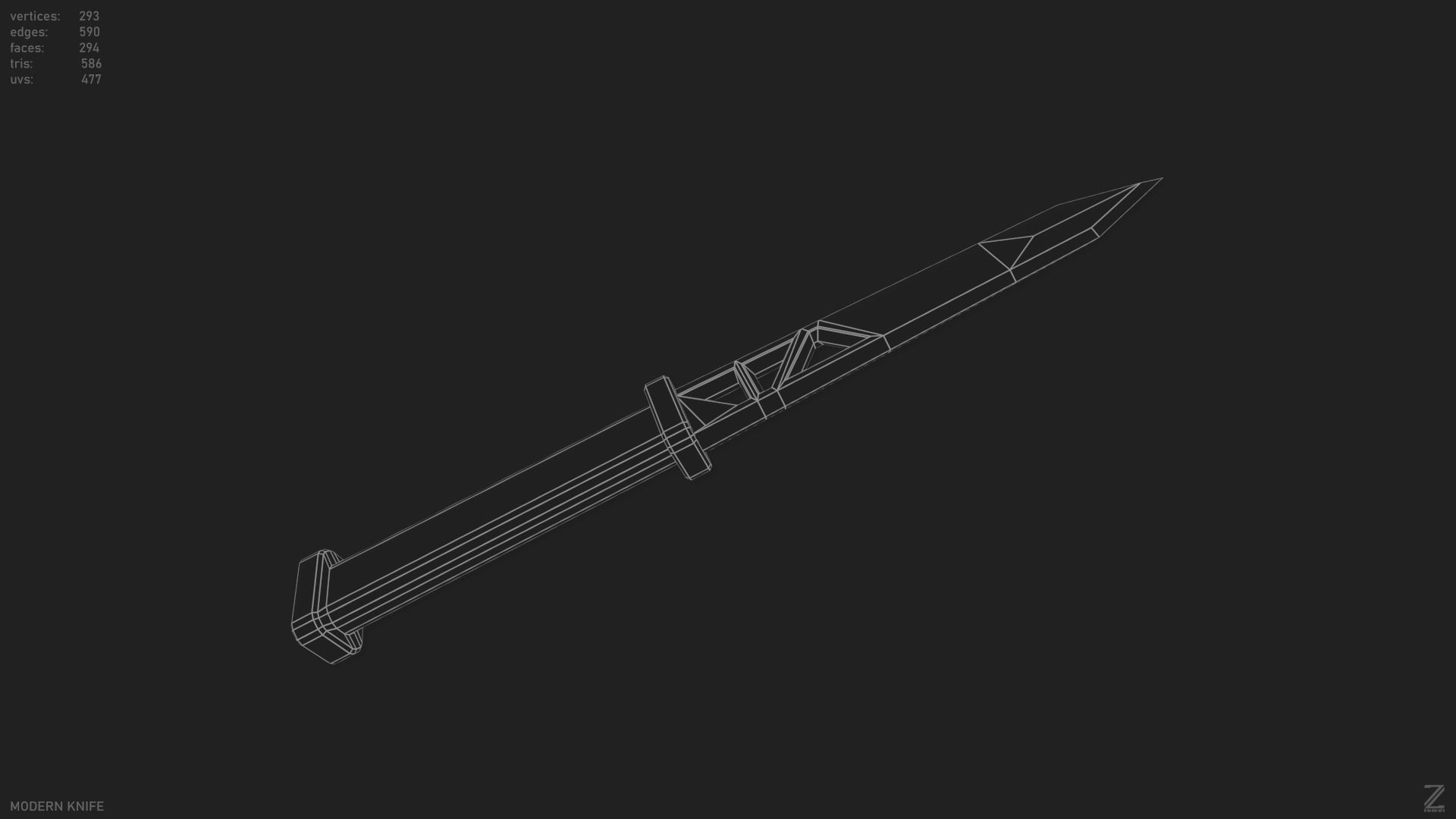 Modern knife Low-poly 3D model_14