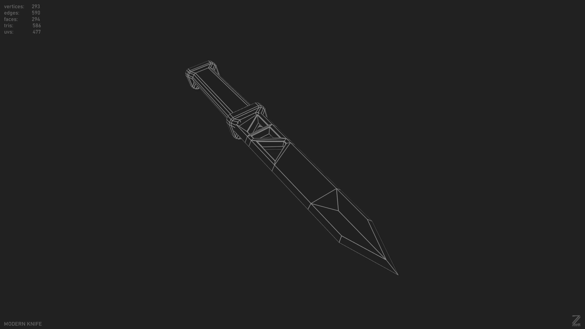 Modern knife Low-poly 3D model_13