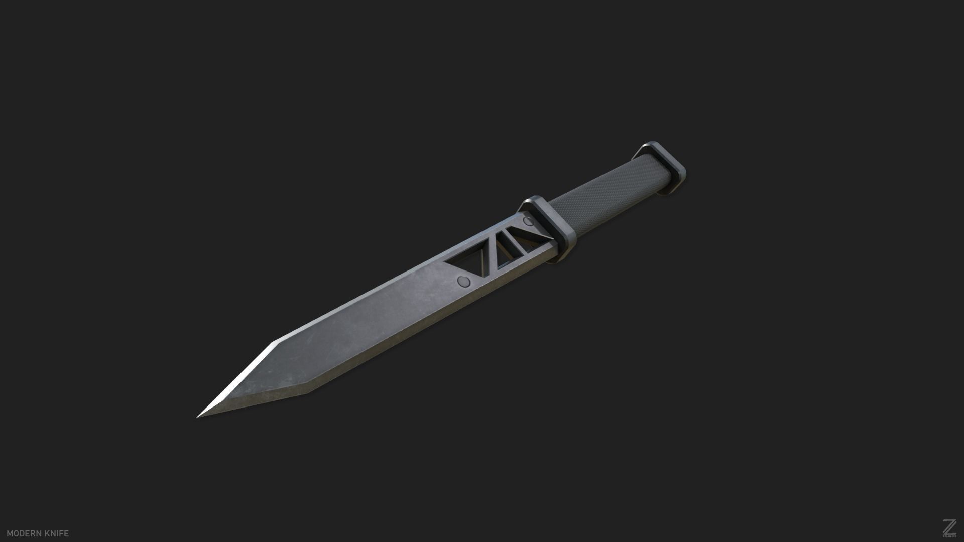 Modern knife Low-poly 3D model_3