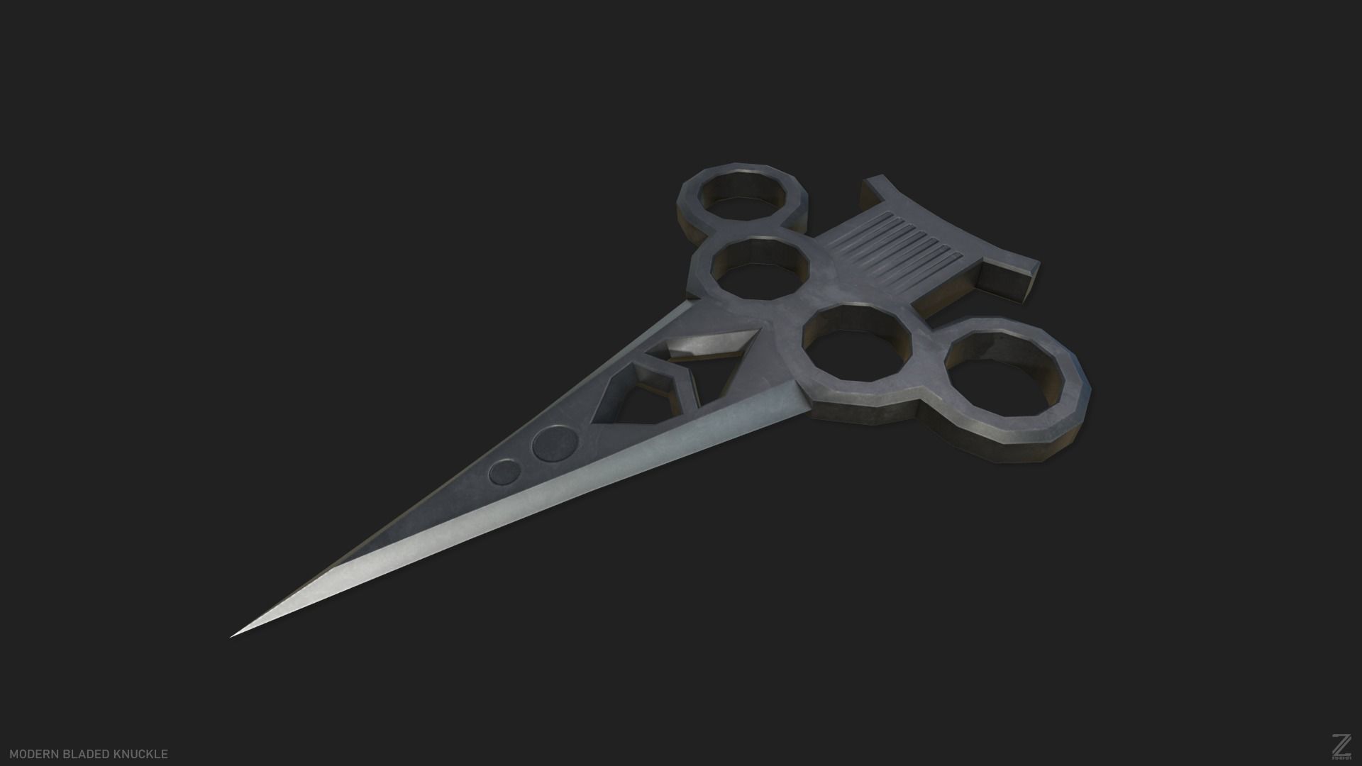 Modern bladed knuckle Low-poly 3D model_5