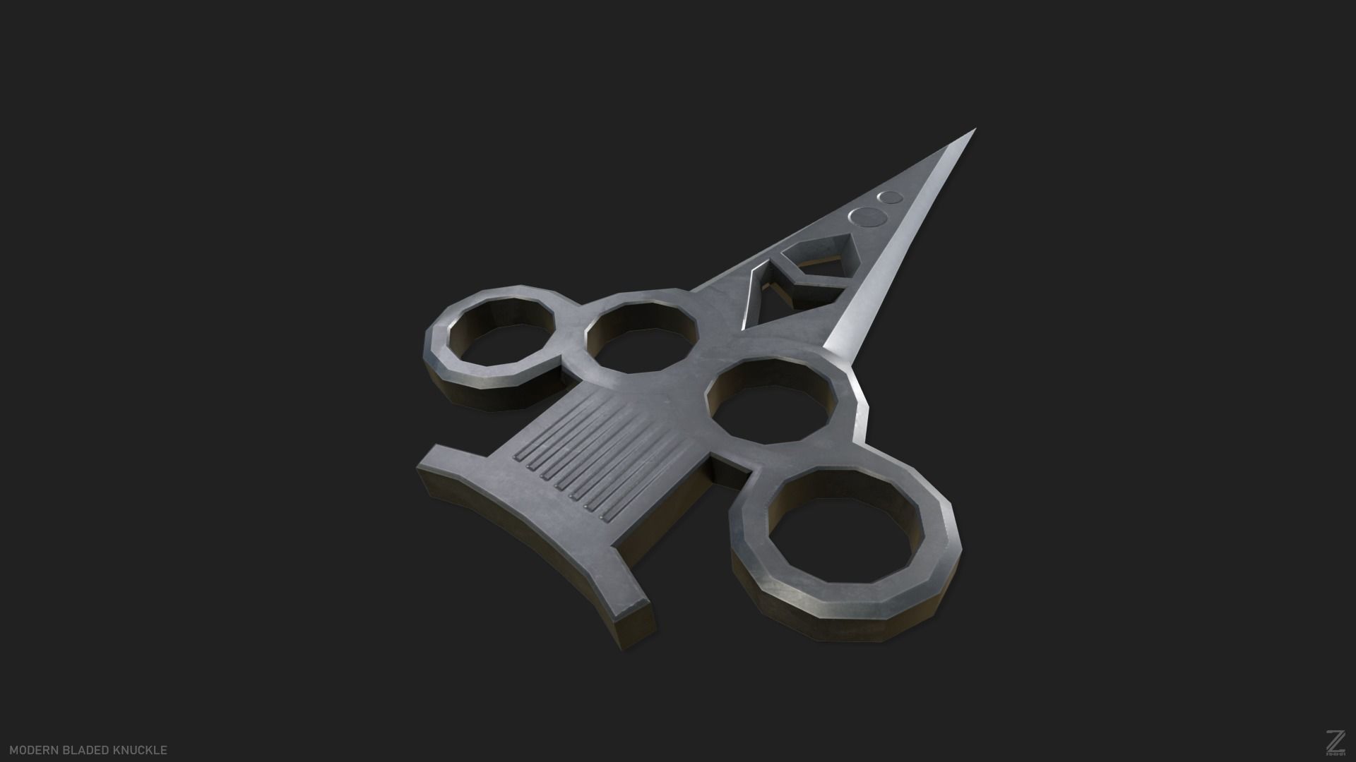 Modern bladed knuckle Low-poly 3D model_9