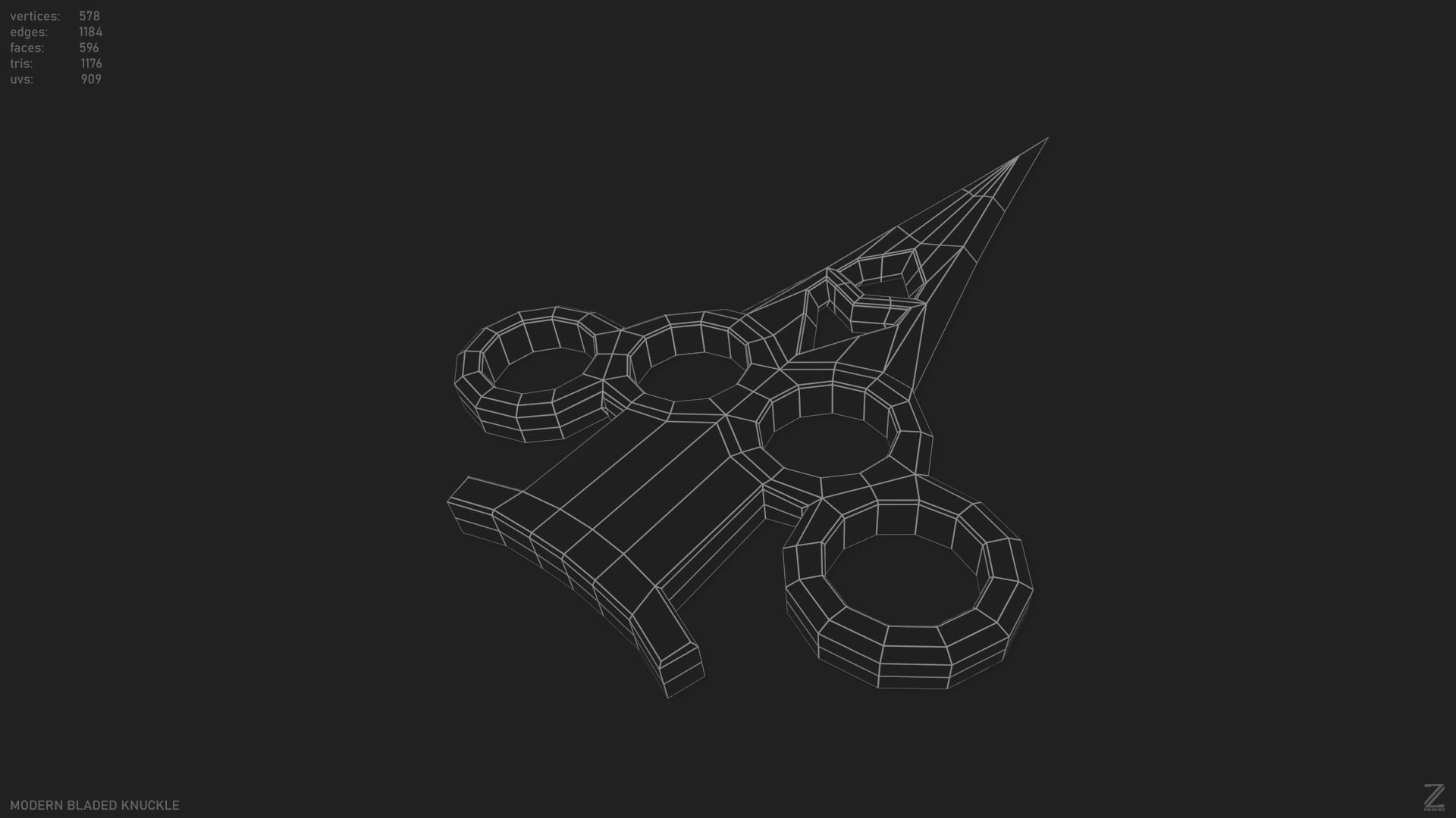 Modern bladed knuckle Low-poly 3D model_15