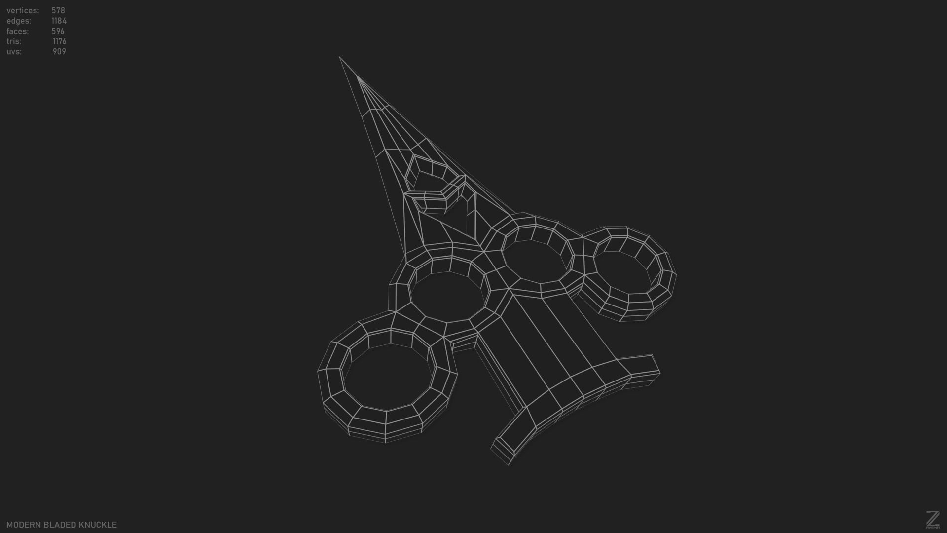 Modern bladed knuckle Low-poly 3D model_13
