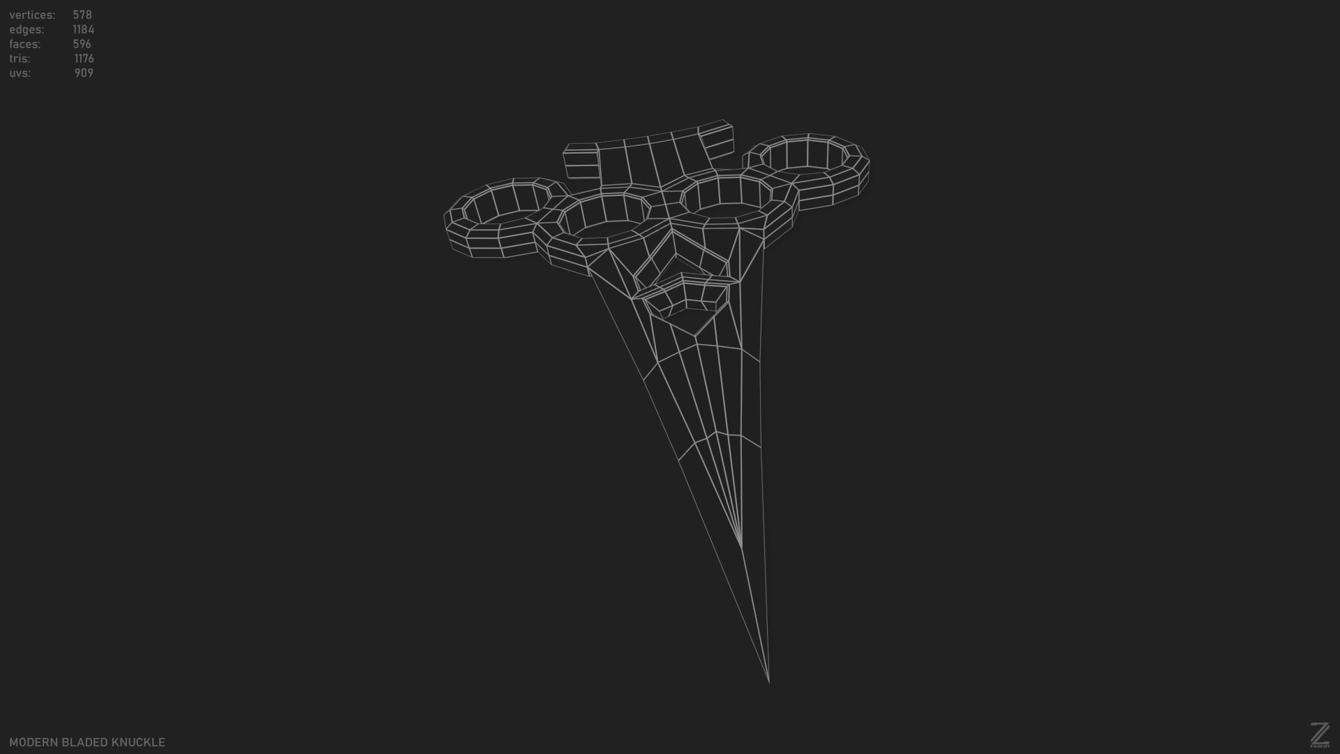 Modern bladed knuckle Low-poly 3D model_12