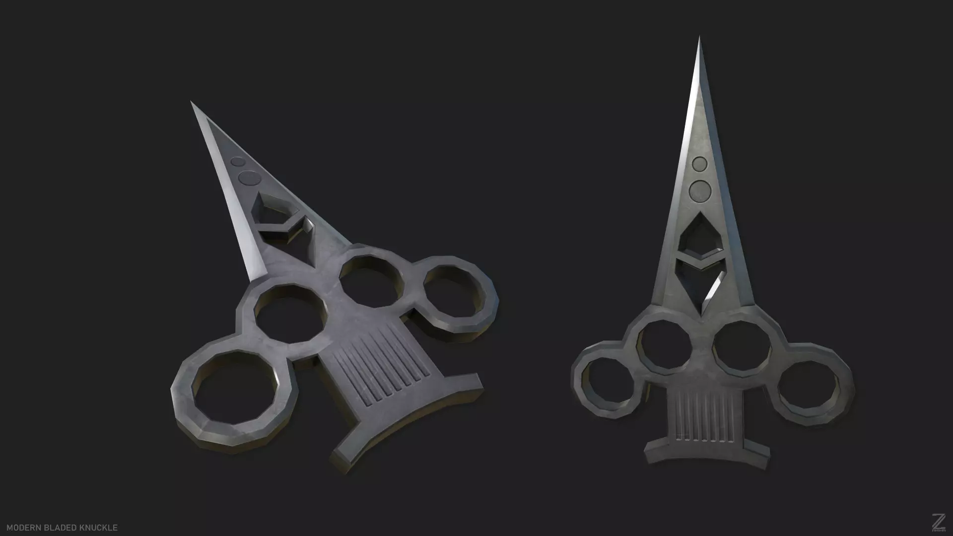 Modern bladed knuckle Low-poly 3D model_0