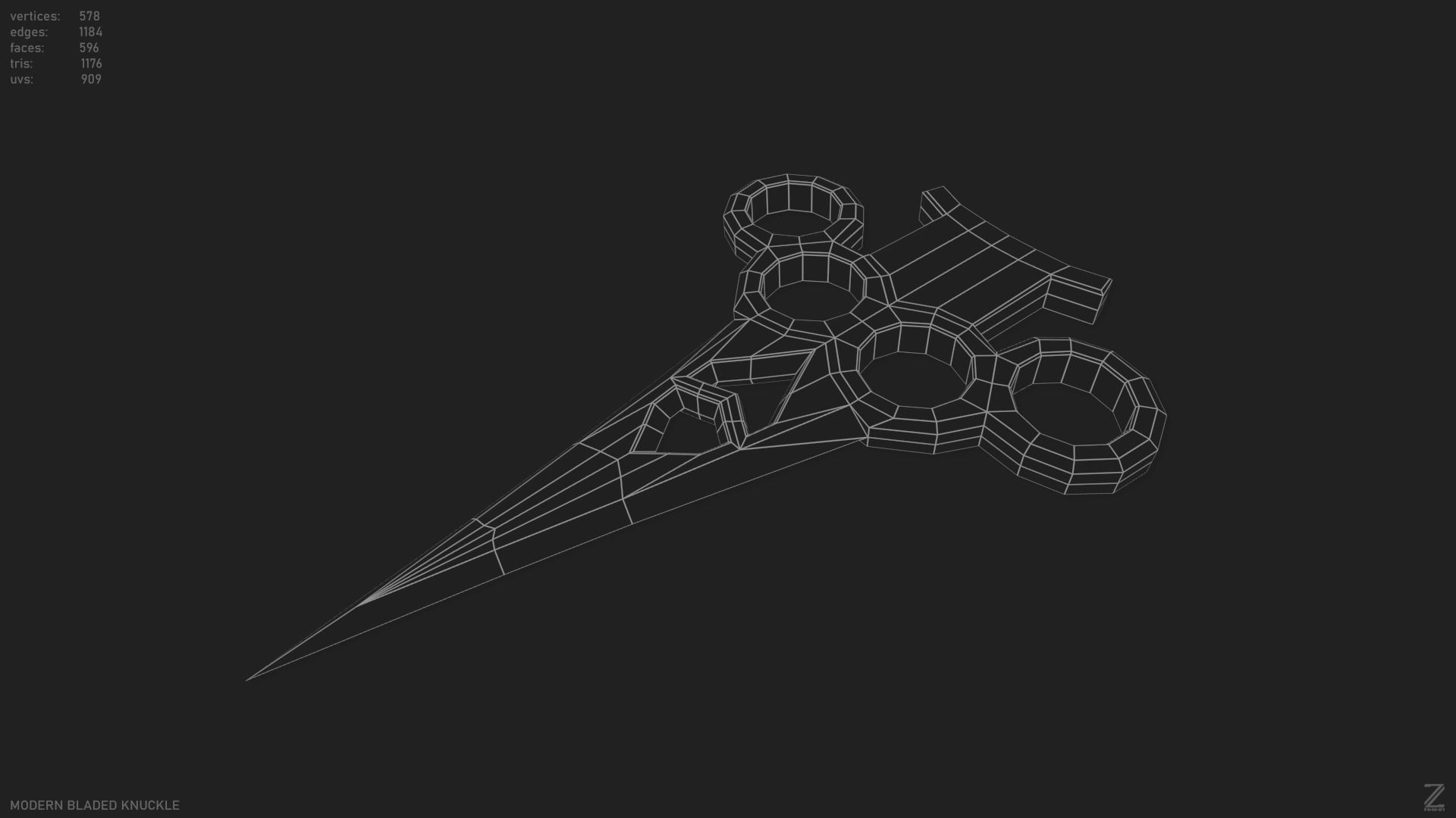 Modern bladed knuckle Low-poly 3D model_11