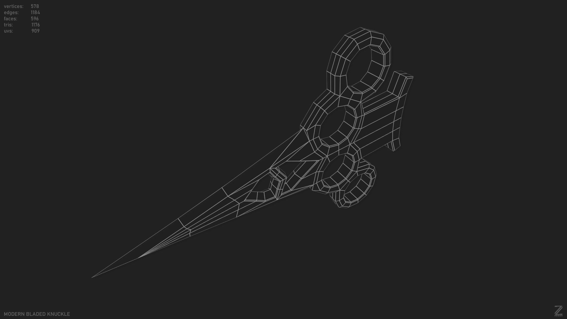 Modern bladed knuckle Low-poly 3D model_14