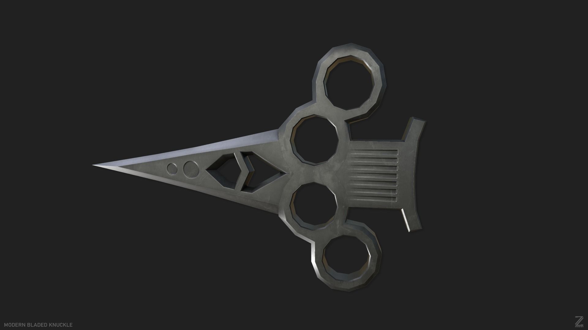 Modern bladed knuckle Low-poly 3D model_3