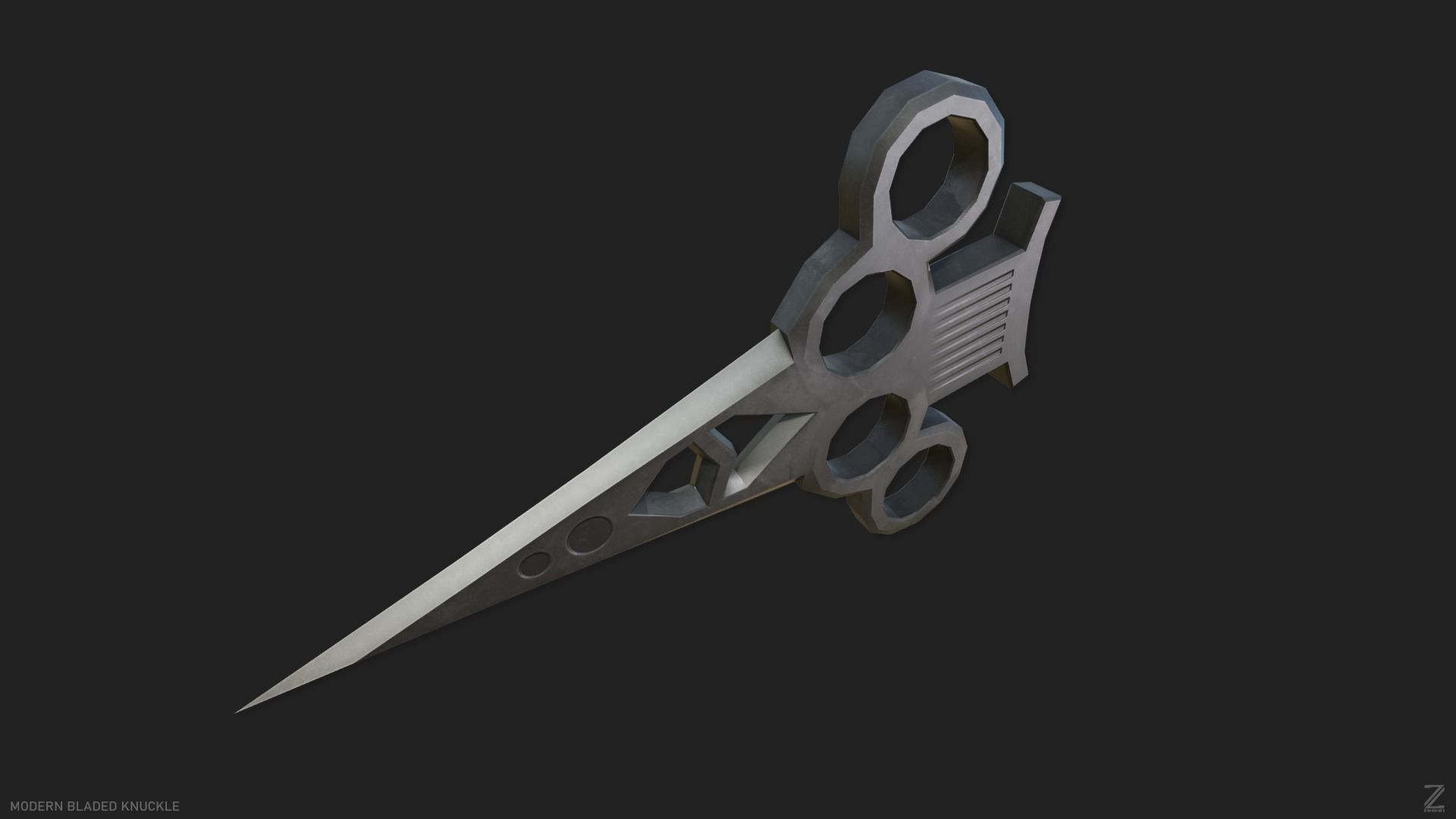 Modern bladed knuckle Low-poly 3D model_8
