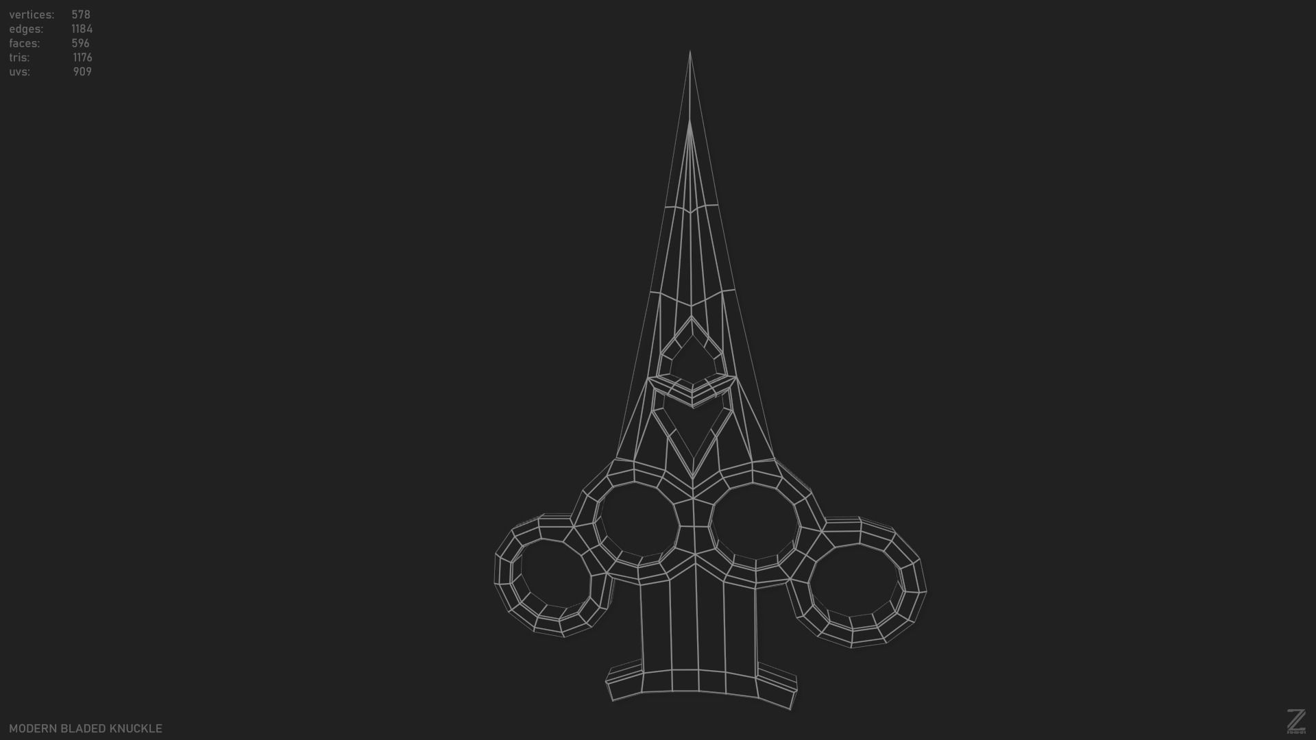 Modern bladed knuckle Low-poly 3D model_10