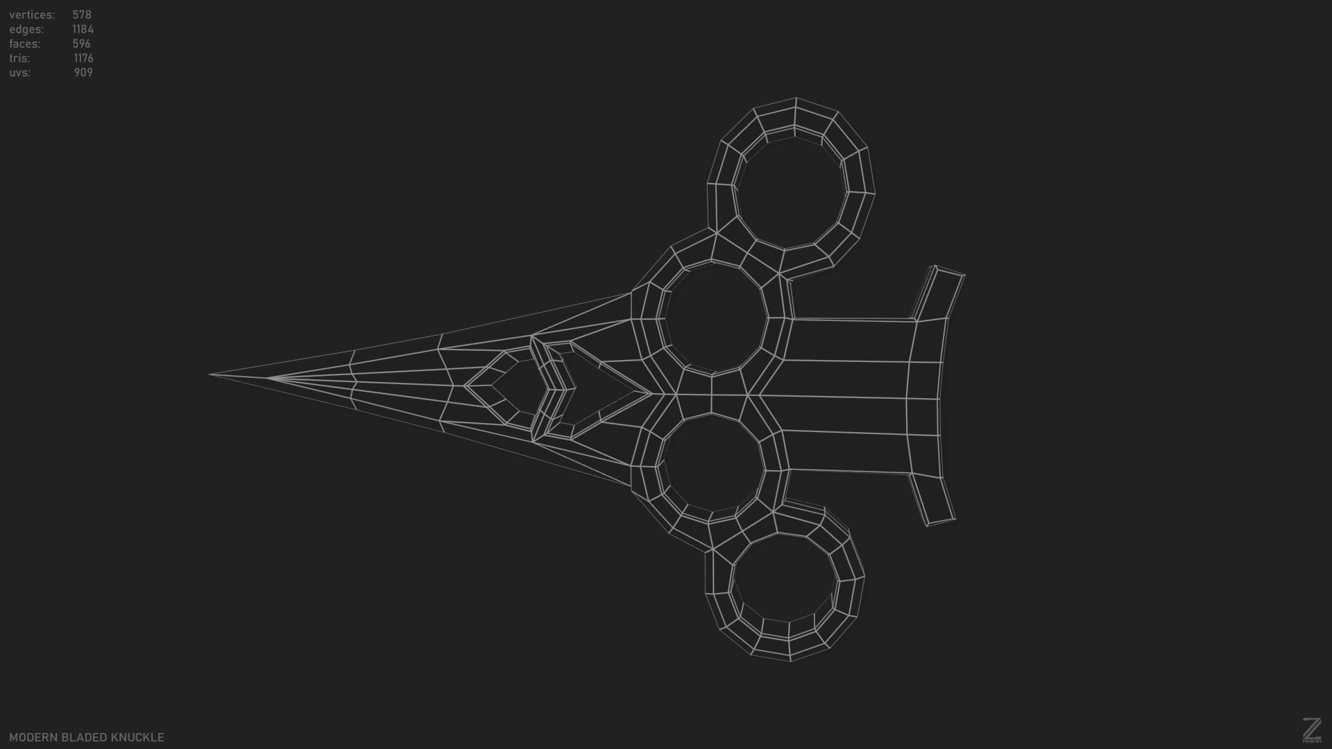 Modern bladed knuckle Low-poly 3D model_2