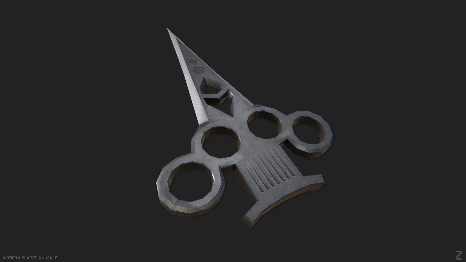 Modern bladed knuckle Low-poly 3D model_6