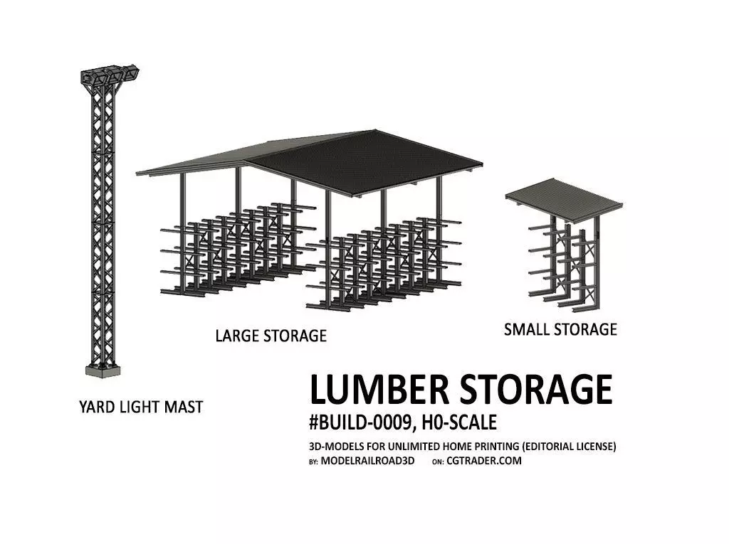 BUILD-0009 Lumber storage set H0-scale 3D print model_0