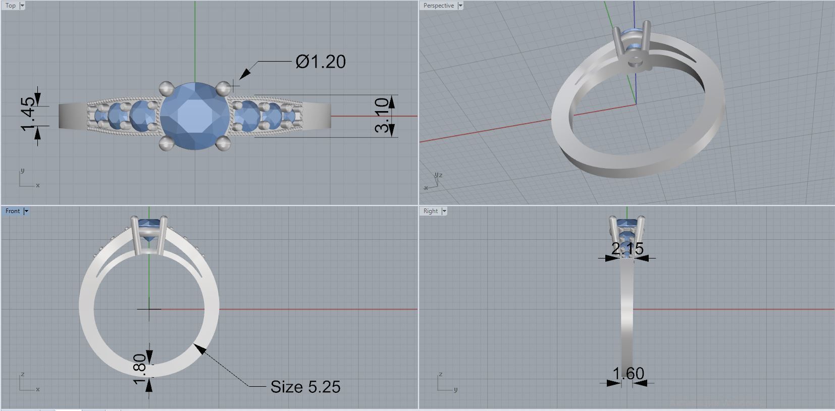 engagement ring 3D print model_2