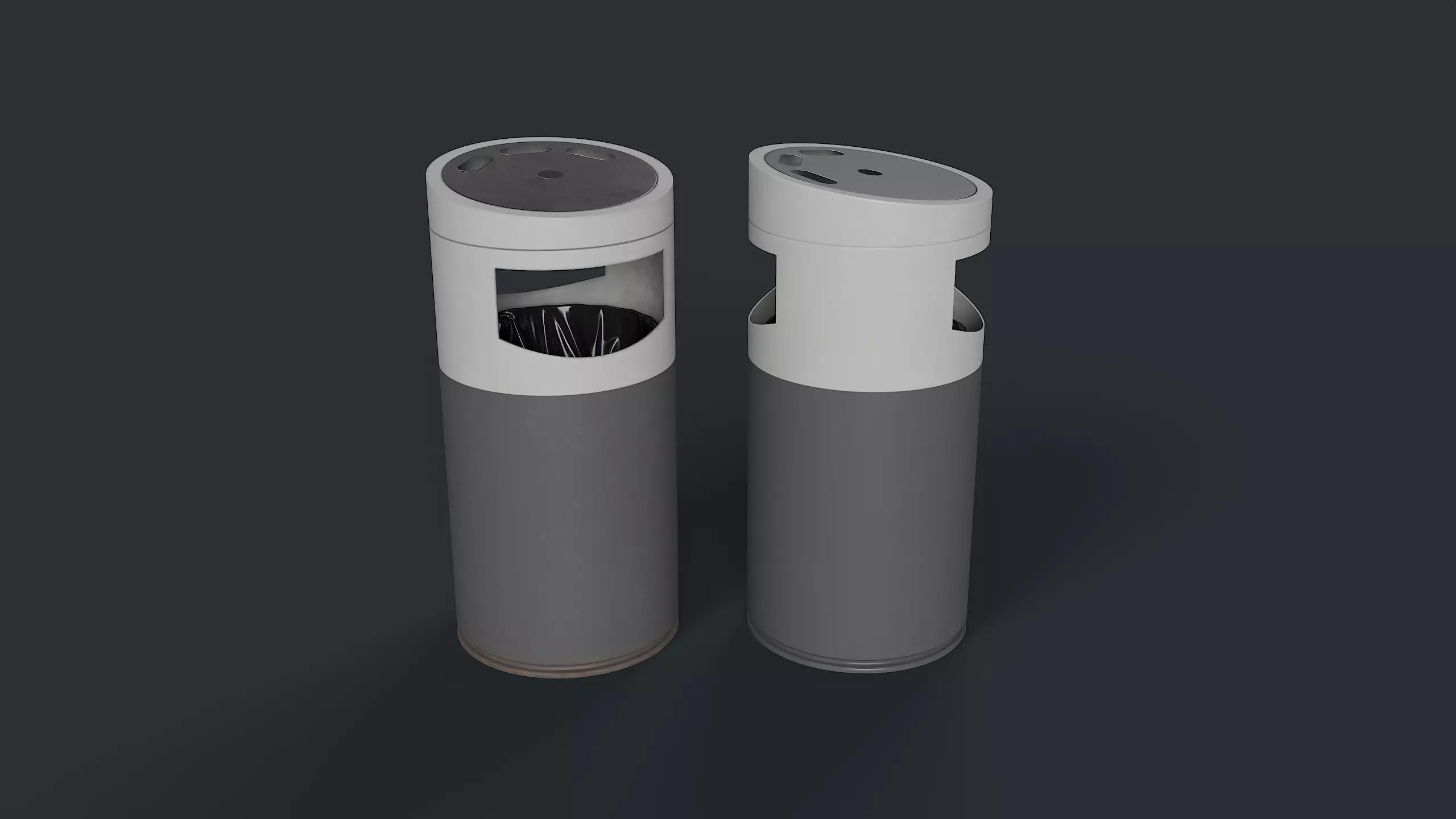 Street Trash Can 9 PBR Game Ready Low-poly 3D model