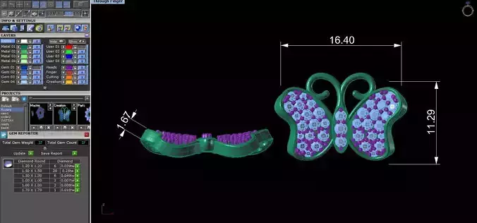 beautiful light weight Butterfly studs pendant  3D print model