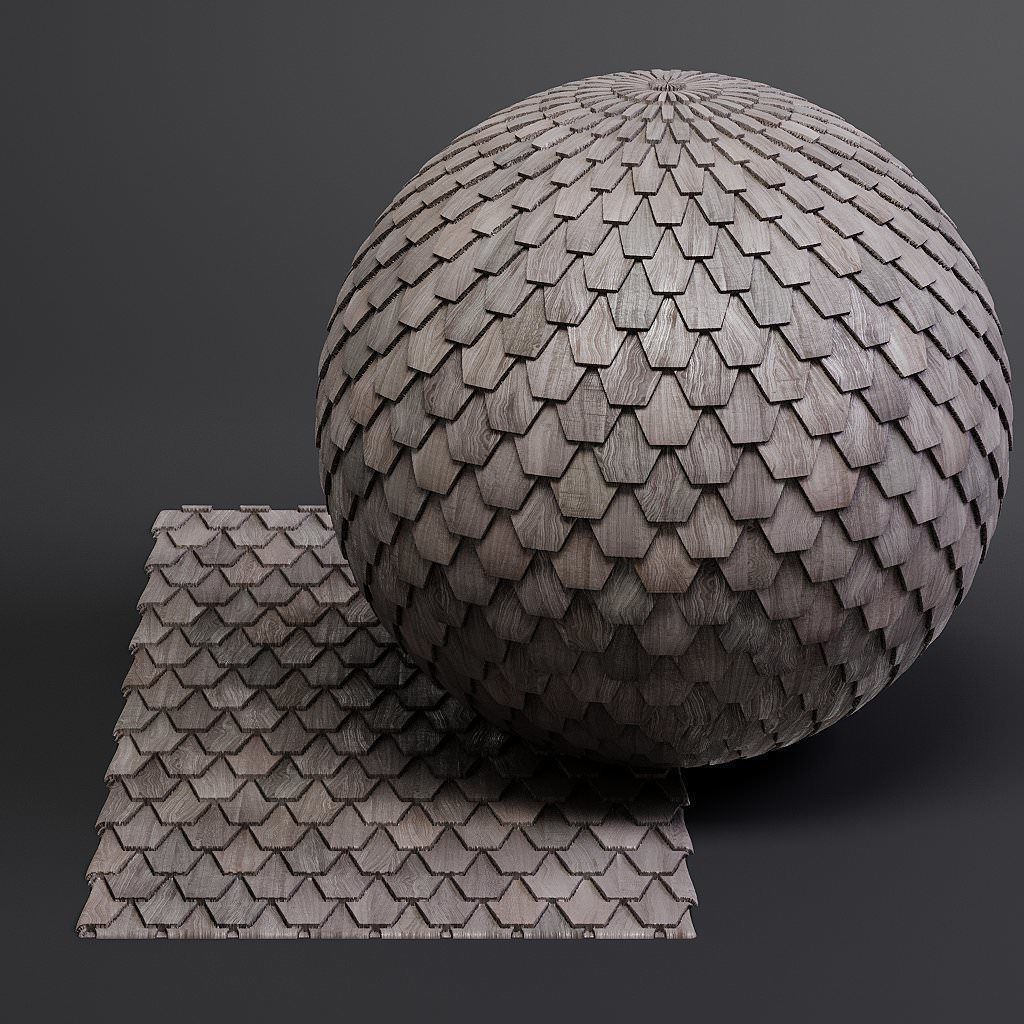 Woodfacades vol03 Wood Shingles 8K Seamless PBR Materials Texture_1