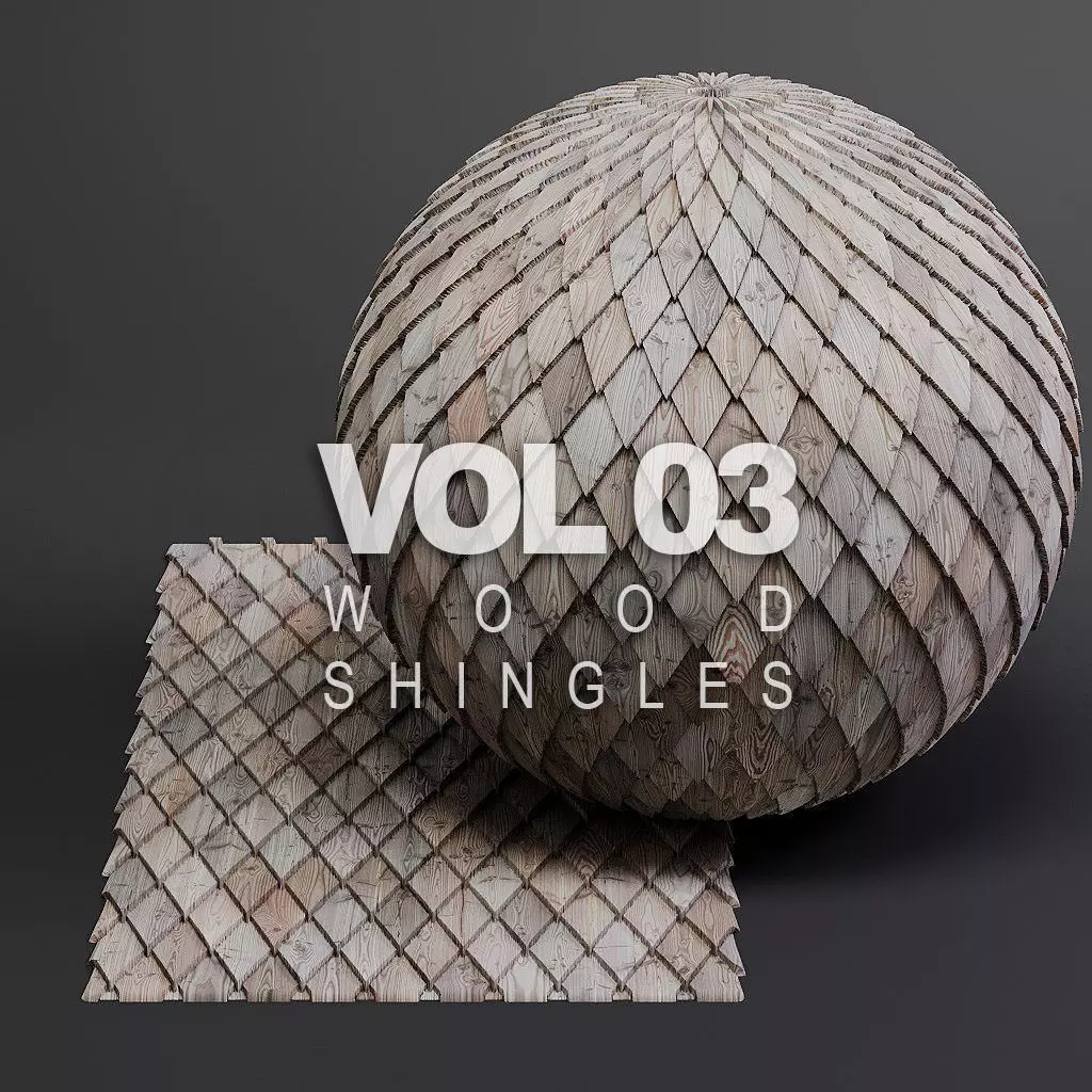 Woodfacades vol03 Wood Shingles 8K Seamless PBR Materials Texture_0