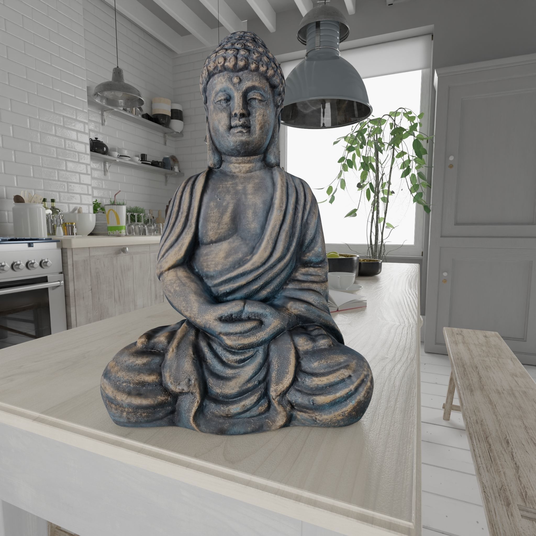 Buddha Pack Photorealistic Low Poly PBR Models - 4 Buddhas 3D Model Collection_5