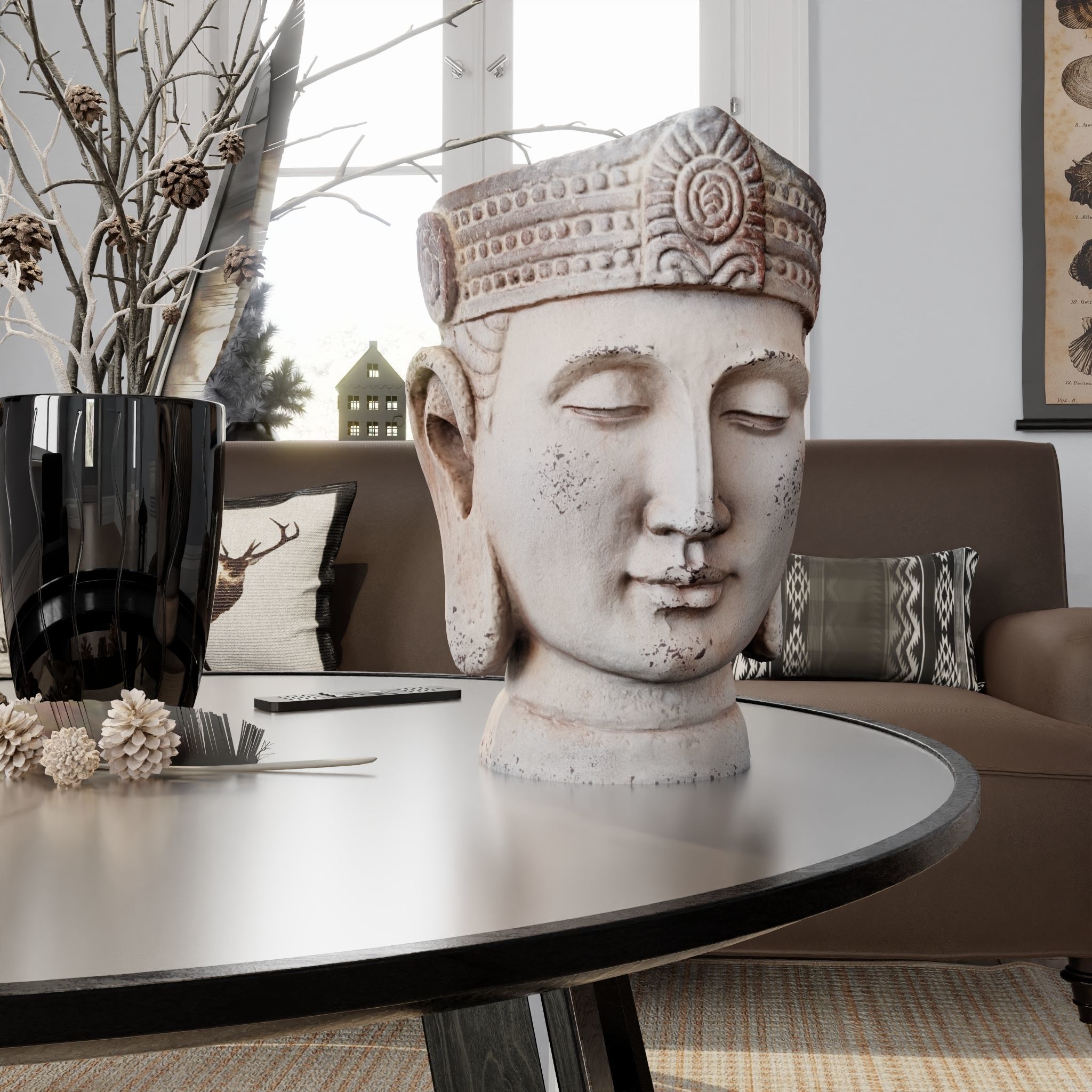 Buddha Pack Photorealistic Low Poly PBR Models - 4 Buddhas 3D Model Collection_13