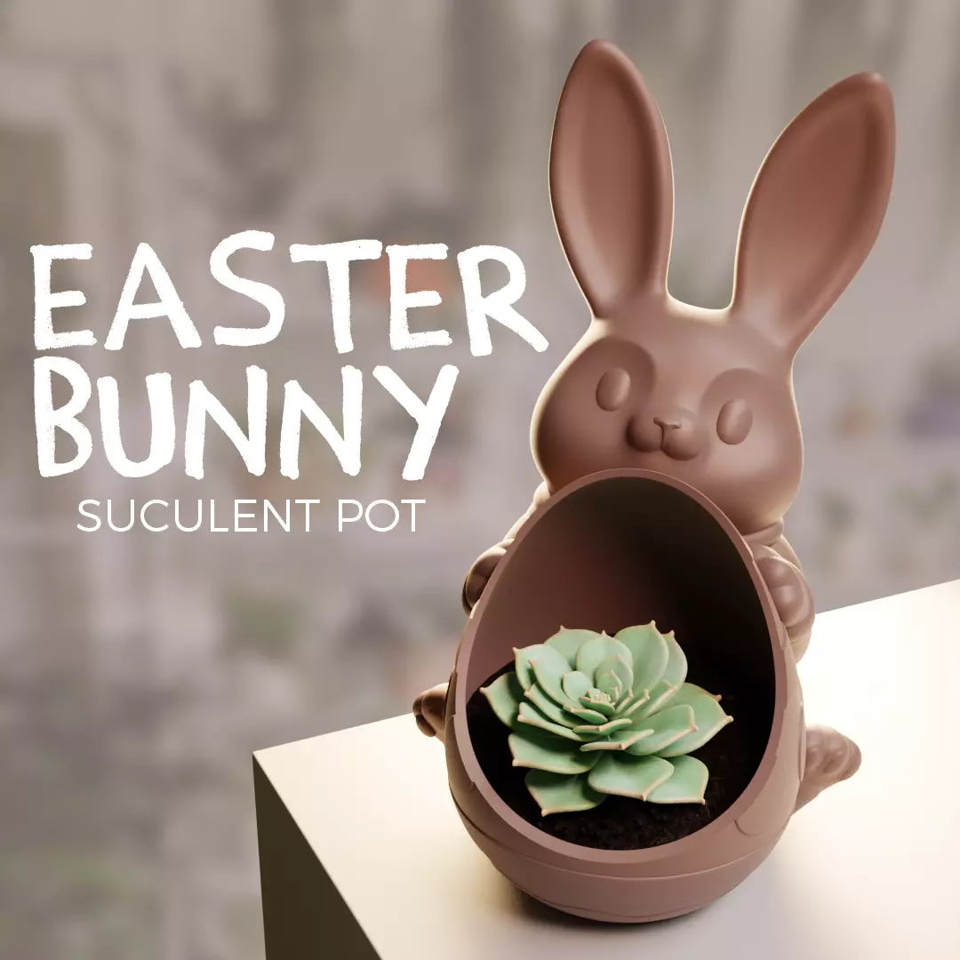 EASTER BUNNY - PLANT POT - PRINT IN PLACE- Planter - NO SUPPORTS 3D print model_0
