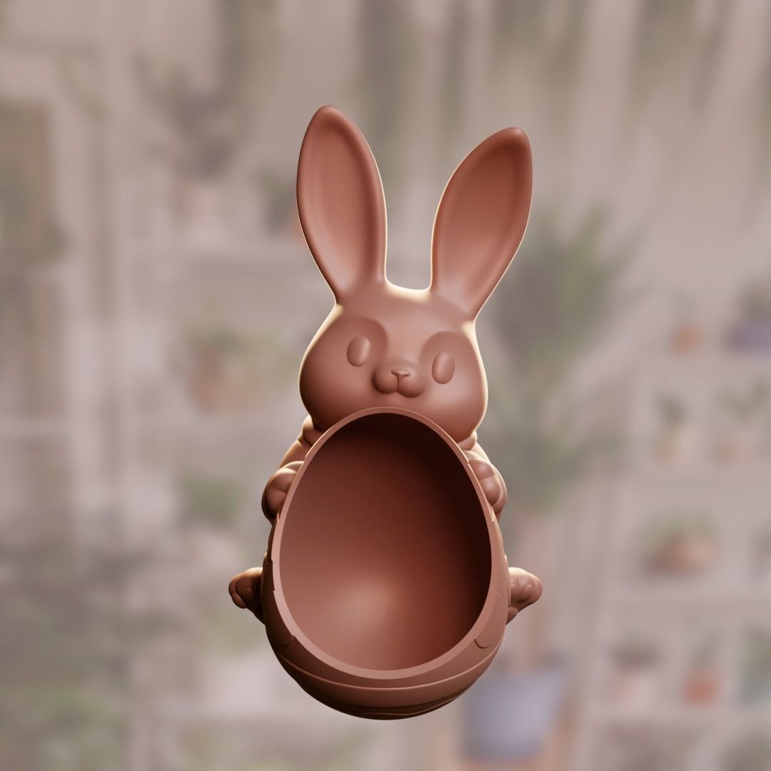 EASTER BUNNY - PLANT POT - PRINT IN PLACE- Planter - NO SUPPORTS 3D print model_1