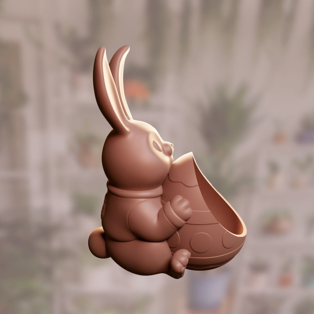 EASTER BUNNY - PLANT POT - PRINT IN PLACE- Planter - NO SUPPORTS 3D print model_2