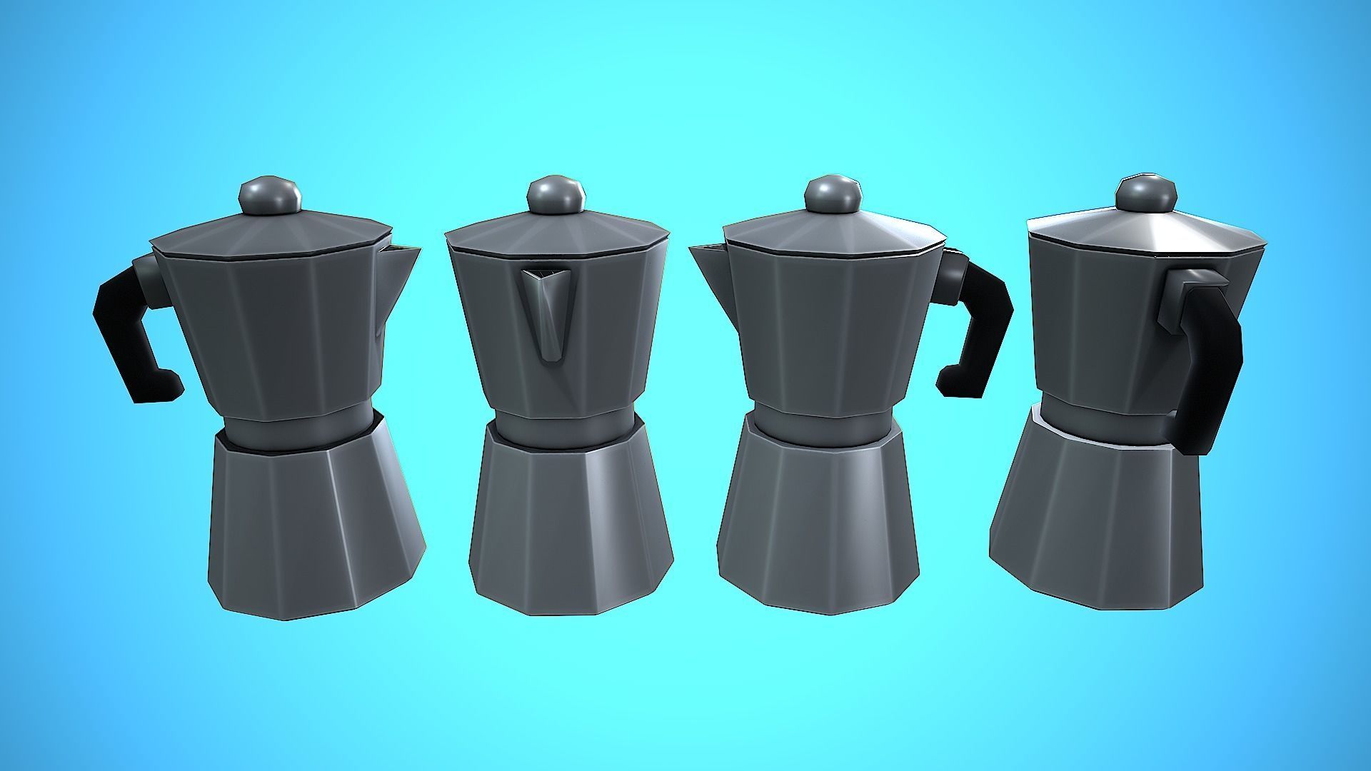 COFFEE MAKER TITANIUM KITCHEN CARTOON STYLIZED VINTAGE Low-poly 3D model_4