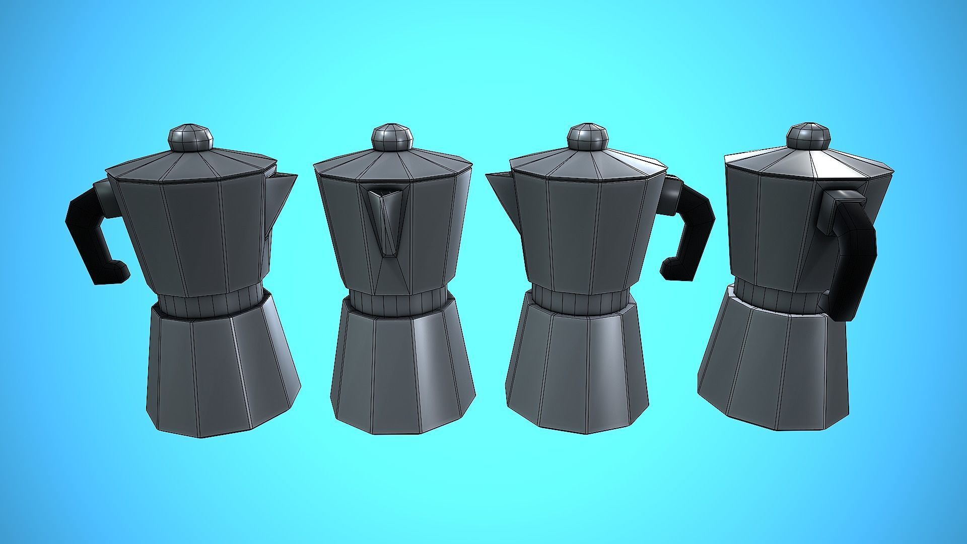 COFFEE MAKER TITANIUM KITCHEN CARTOON STYLIZED VINTAGE Low-poly 3D model_5