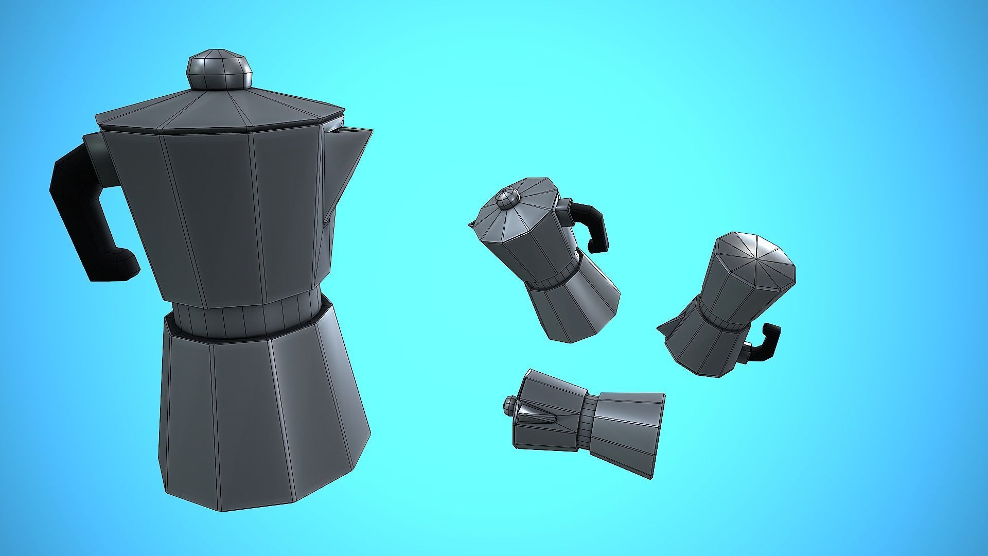 COFFEE MAKER TITANIUM KITCHEN CARTOON STYLIZED VINTAGE Low-poly 3D model_3