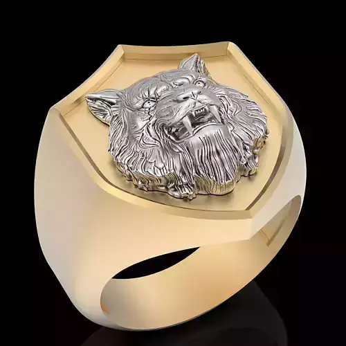 Tiger lion Man ring silver gold jewelry